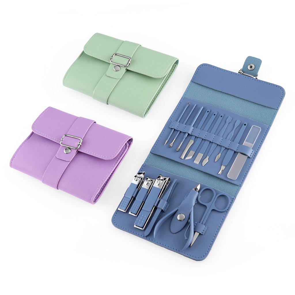 16x Manicure Set Nail Clippers Kit Manicure Ear Spoon for Home Travel Purple