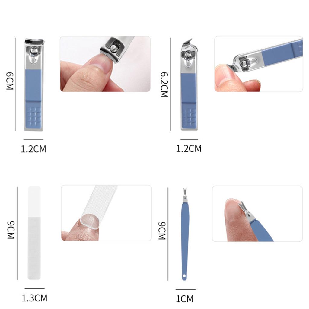 16x Manicure Set Nail Clippers Kit Manicure Ear Spoon for Home Travel Blue