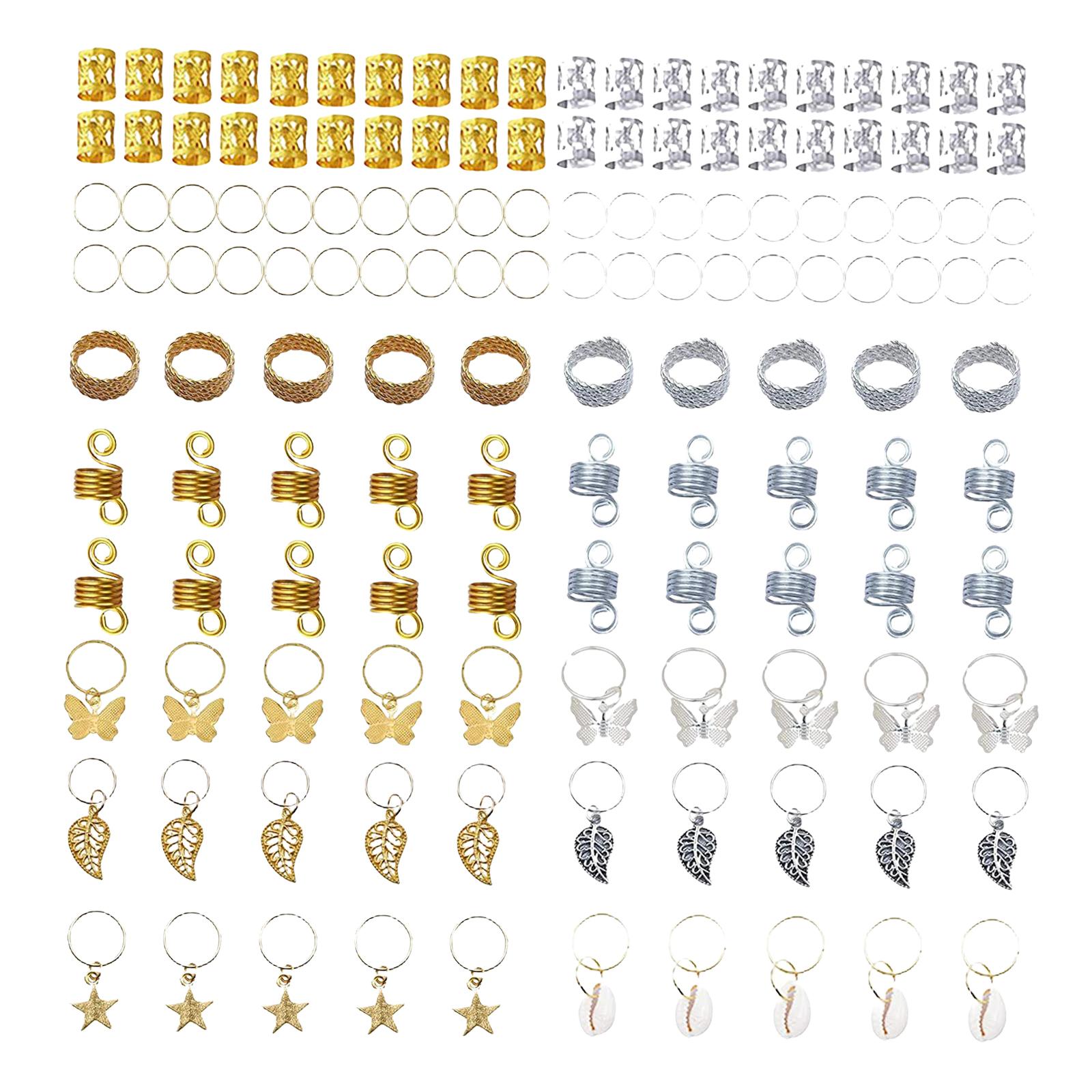 140 Pieces Hair Braiding Beads Metal for Bracelet Hair DIY Hair Decorations