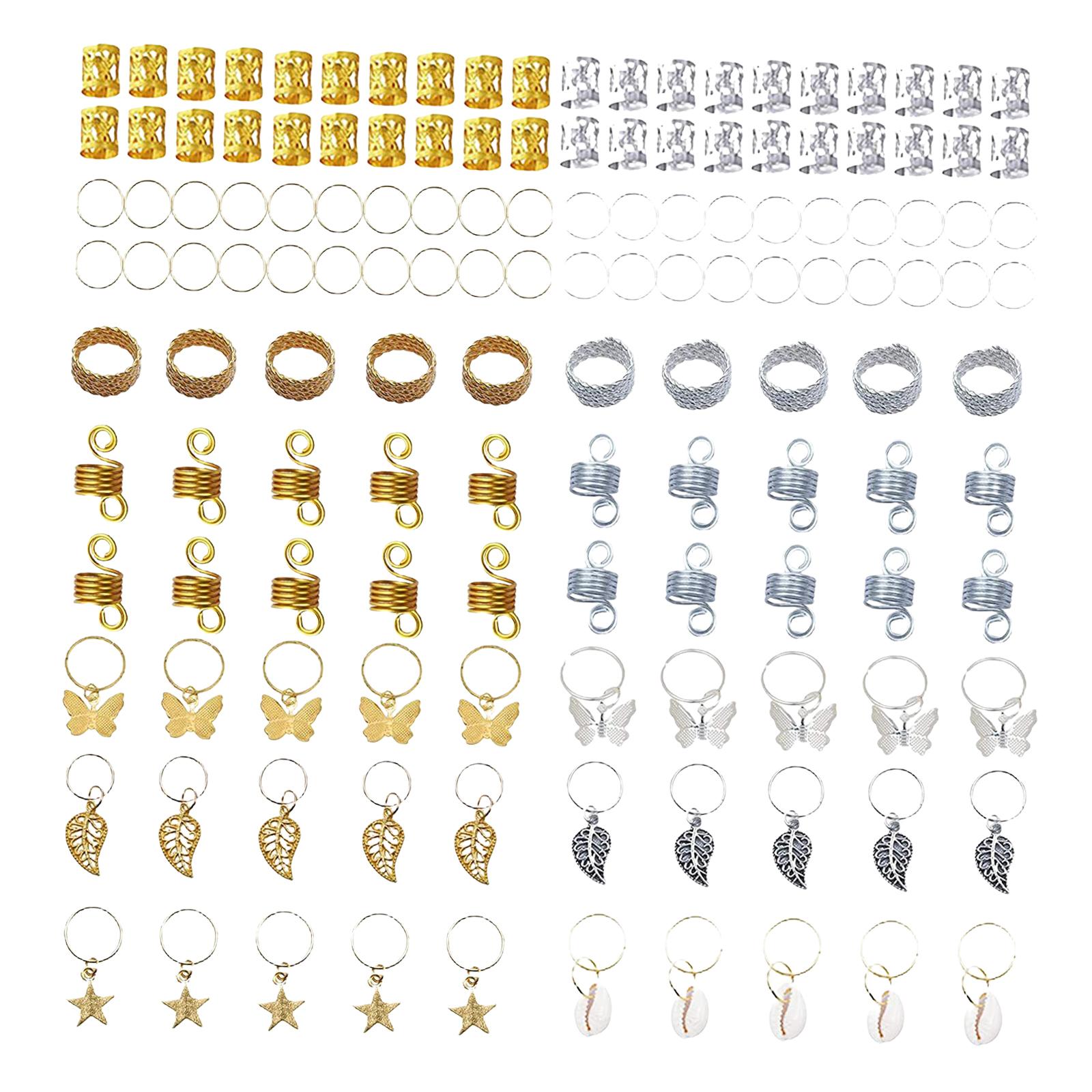 140 Pieces Hair Braiding Beads Metal for Bracelet Hair DIY Hair Decorations