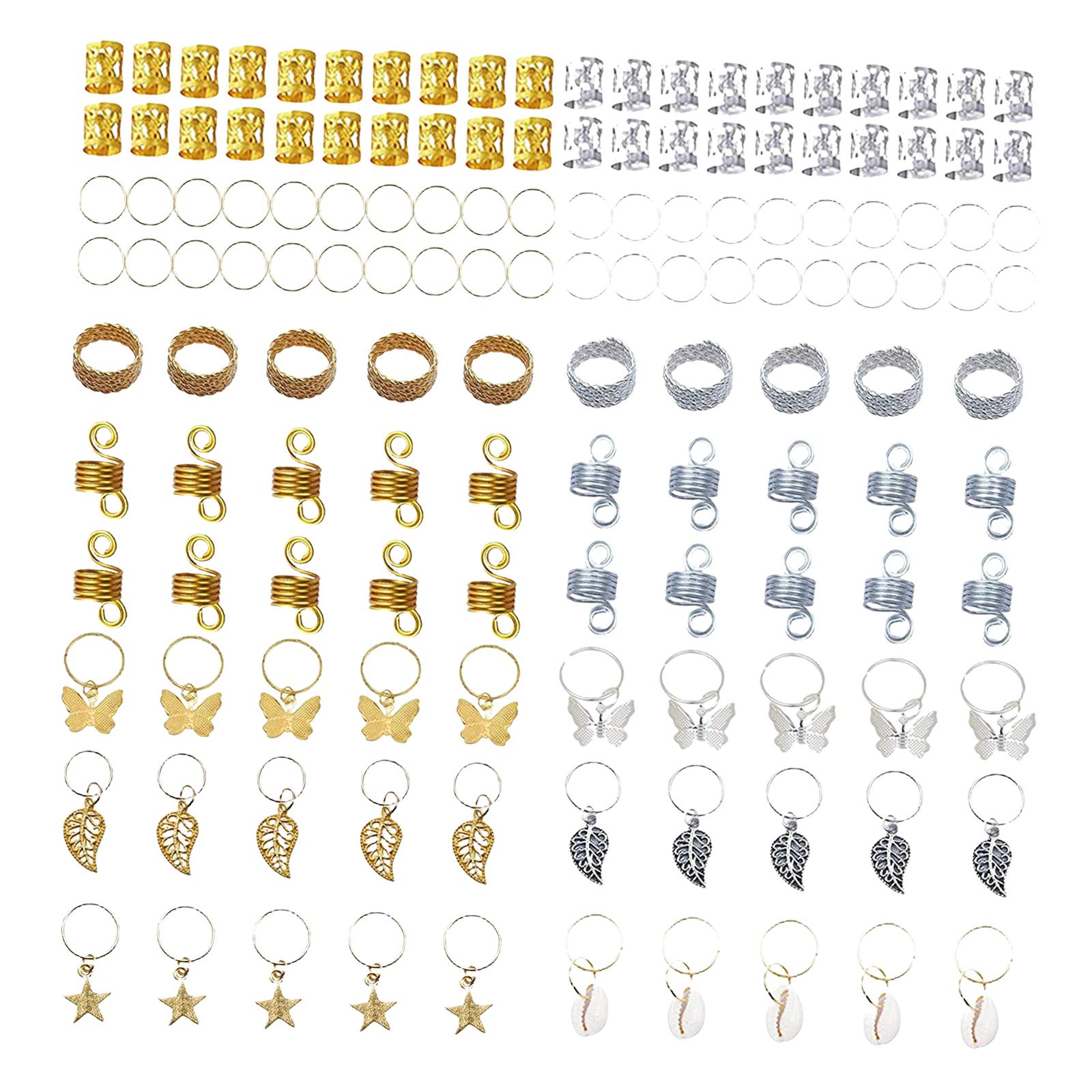 140 Pieces Hair Braiding Beads Metal for Bracelet Hair DIY Hair Decorations