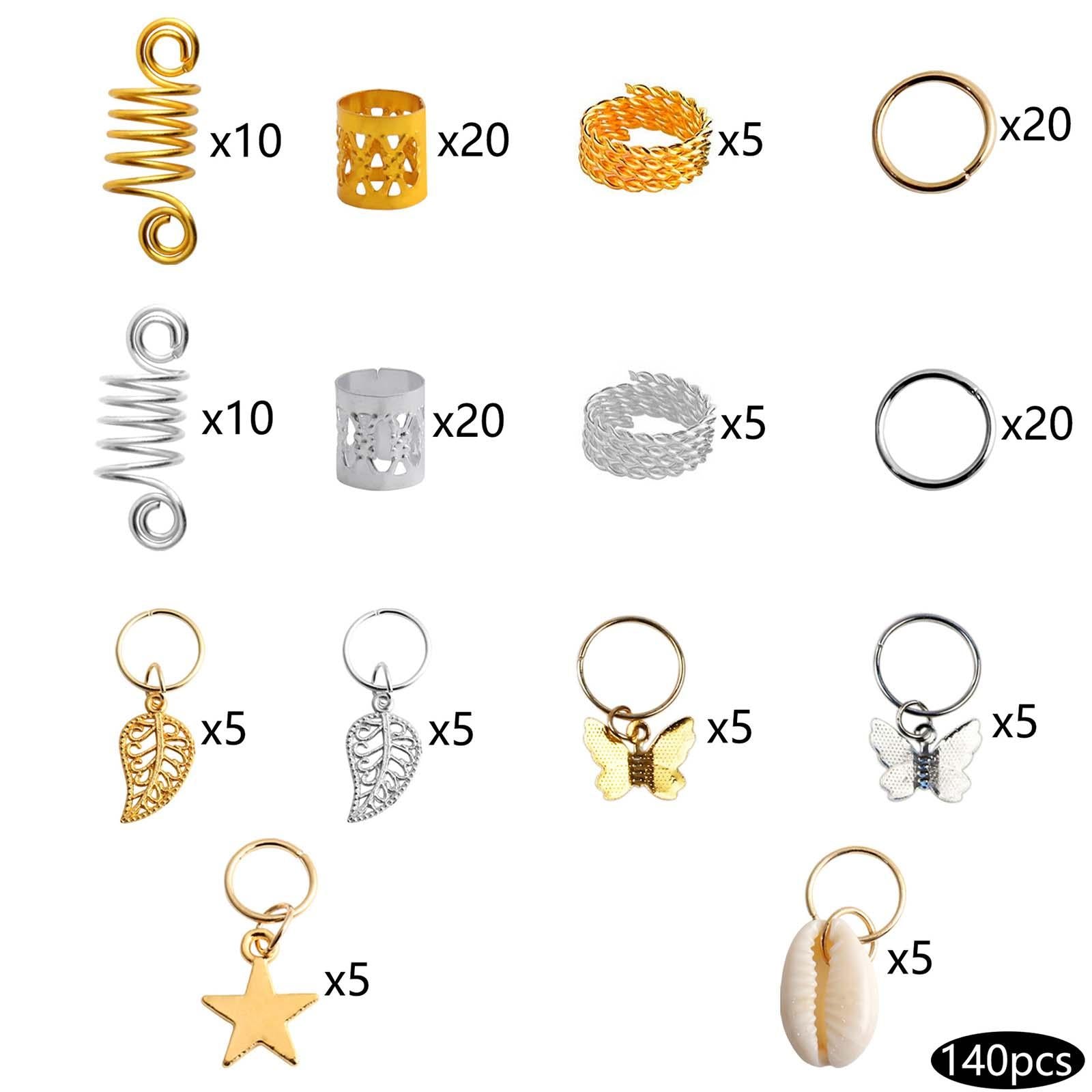 140 Pieces Hair Braiding Beads Metal for Bracelet Hair DIY Hair Decorations