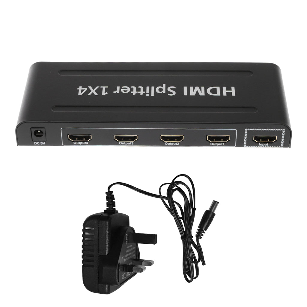 1x4 HDMI Divider Supports Full HD 4Kx2K and 3D Resolution Fits UK power