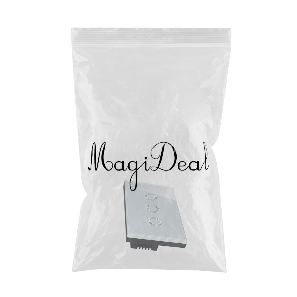 1 Way Wall Touch Panel Light Switch Crystal Glass Panel 120V 3 Gang - White