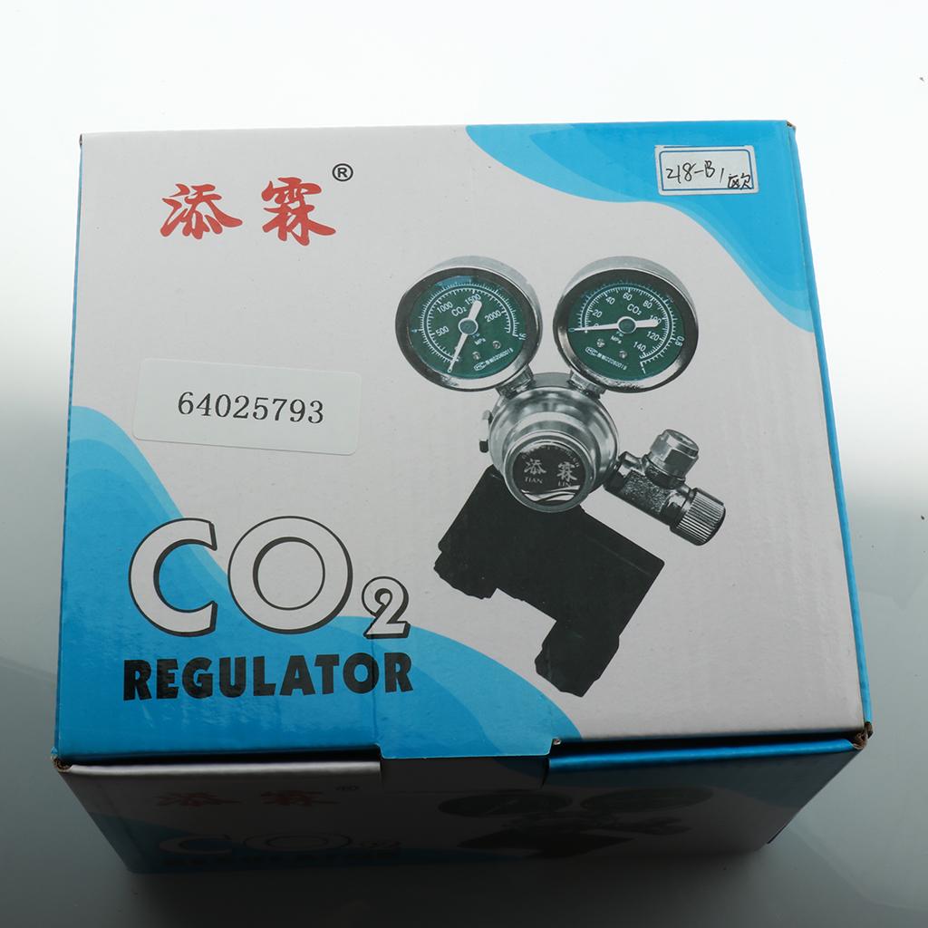 1Pc Aquarium CO2 Pressure Dual Gauge Solenoid Valve CO2 Control EU Plug 220V