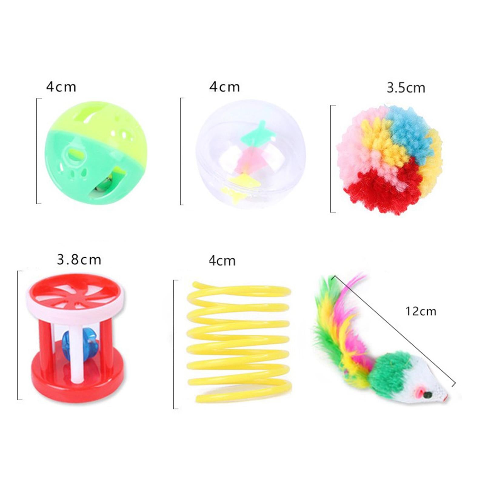 15Pcs Cat Toys Set Pet Feather Toy Teaser Wand Small Animals Bell Ball Purple Dot