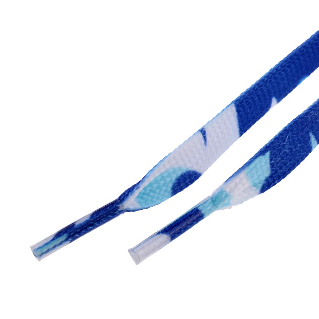 1 Pair Knitted Shoelace for Roller Skates Boots Hockey Skates Camo Blue