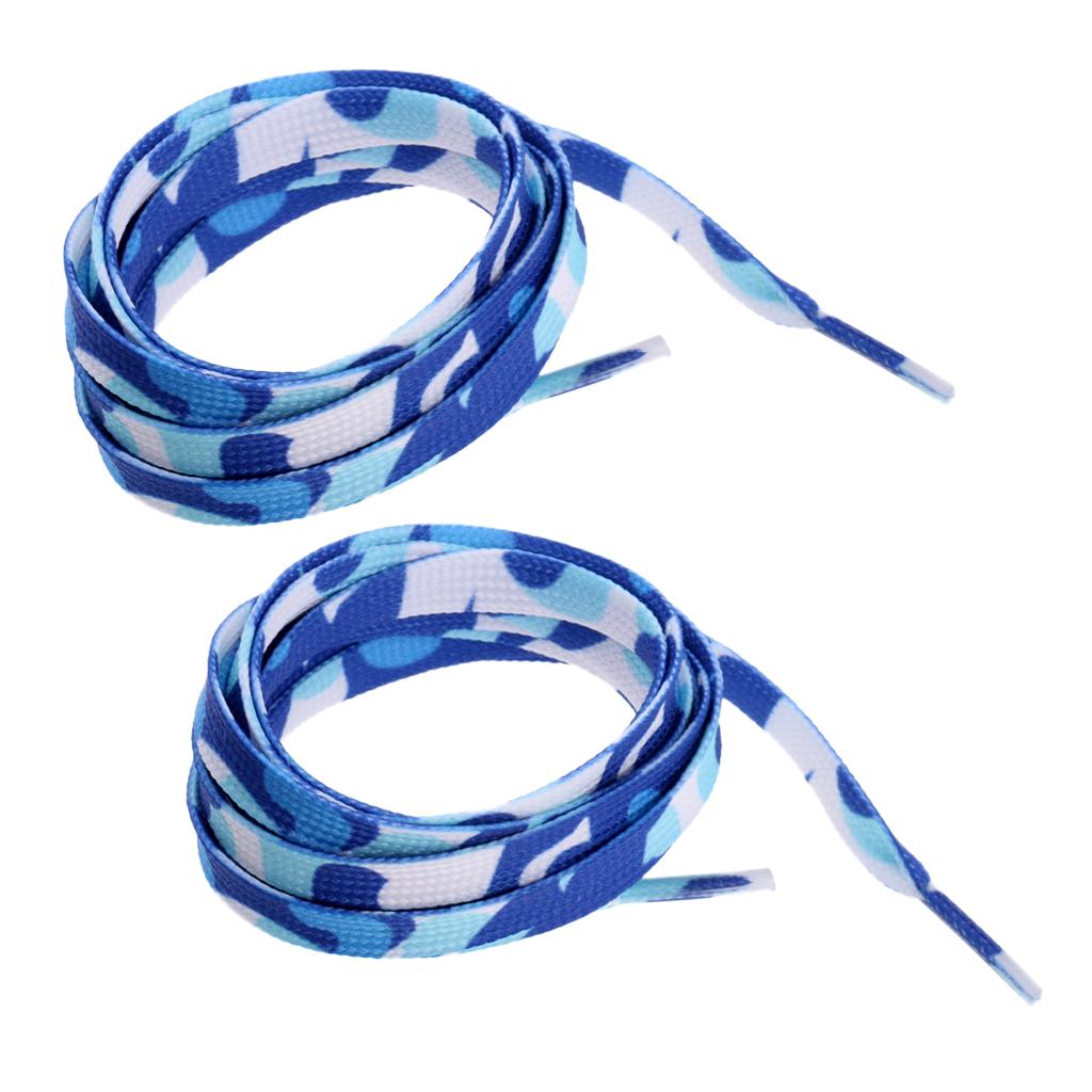 1 Pair Knitted Shoelace for Roller Skates Boots Hockey Skates Camo Blue