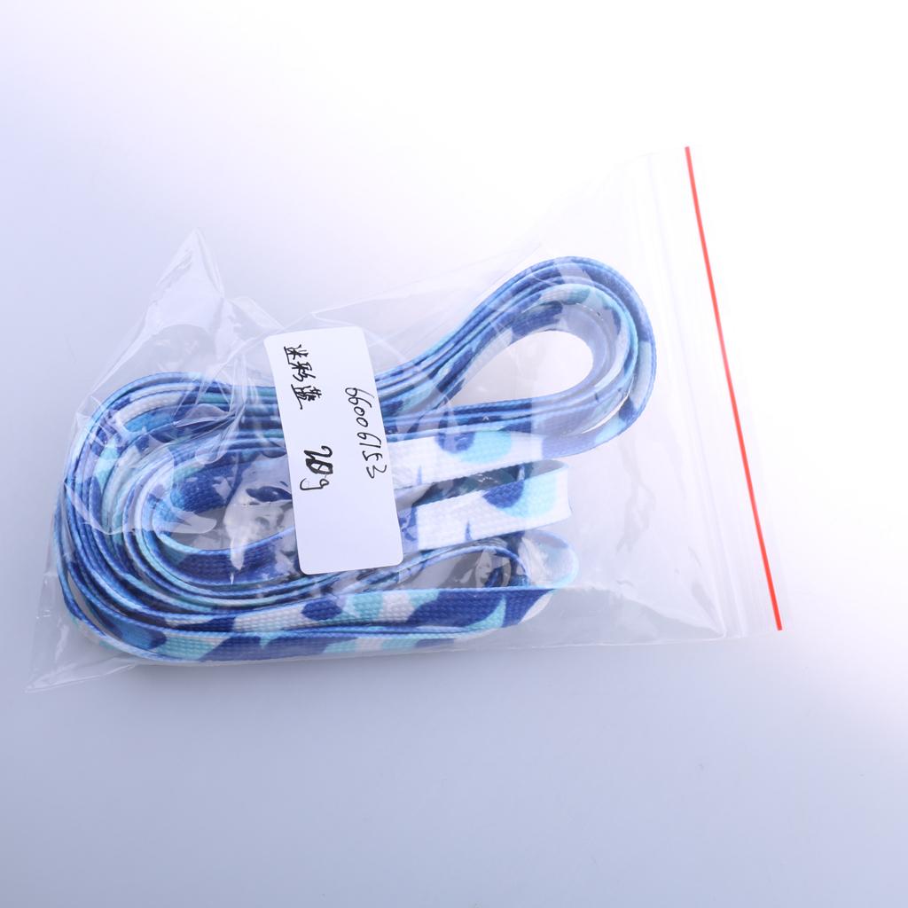 1 Pair Knitted Shoelace for Roller Skates Boots Hockey Skates Camo Blue