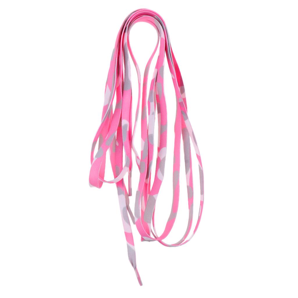 1 Pair Knitted Shoelace for Roller Skates Boots Hockey Skates Camo Pink