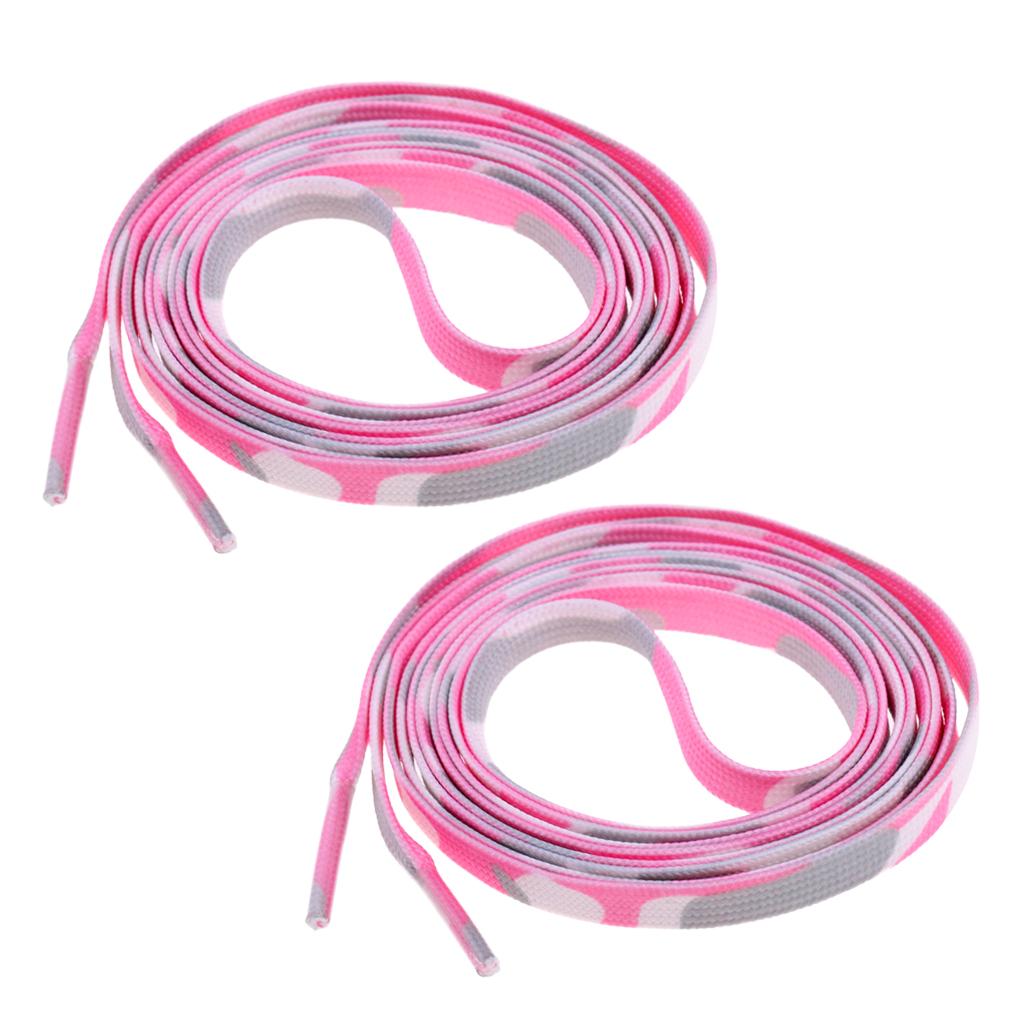 1 Pair Knitted Shoelace for Roller Skates Boots Hockey Skates Camo Pink