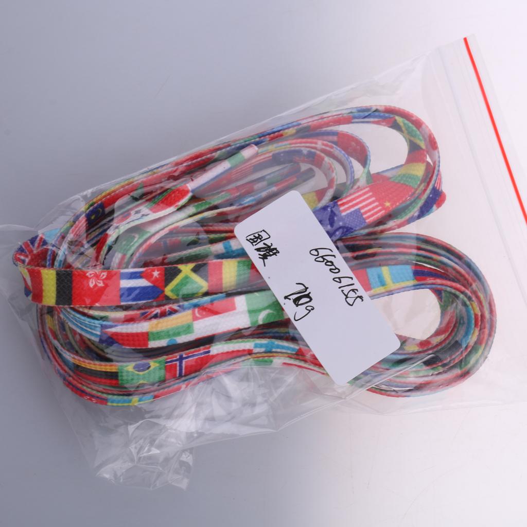 1 Pair Knitted Shoelace for Roller Skates Boots Hockey Skates Flag Pattern
