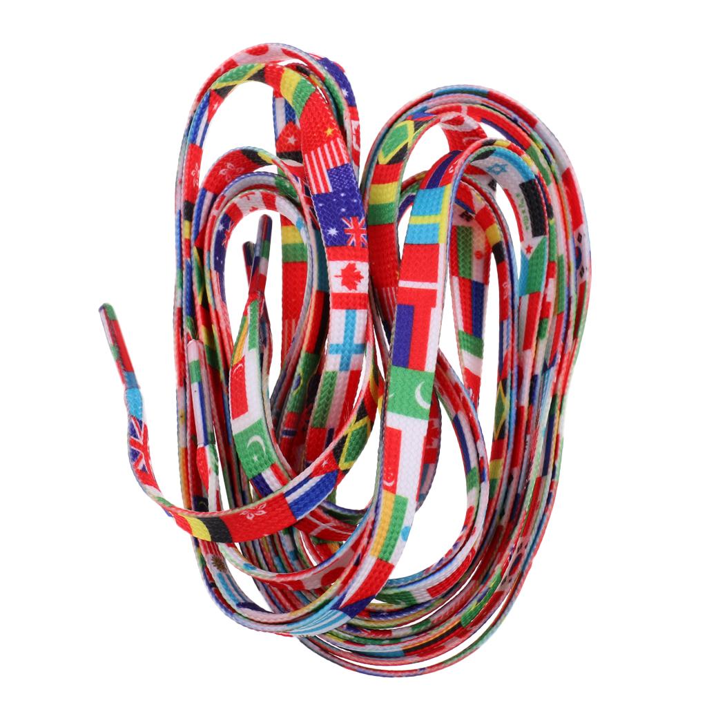 1 Pair Knitted Shoelace for Roller Skates Boots Hockey Skates Flag Pattern