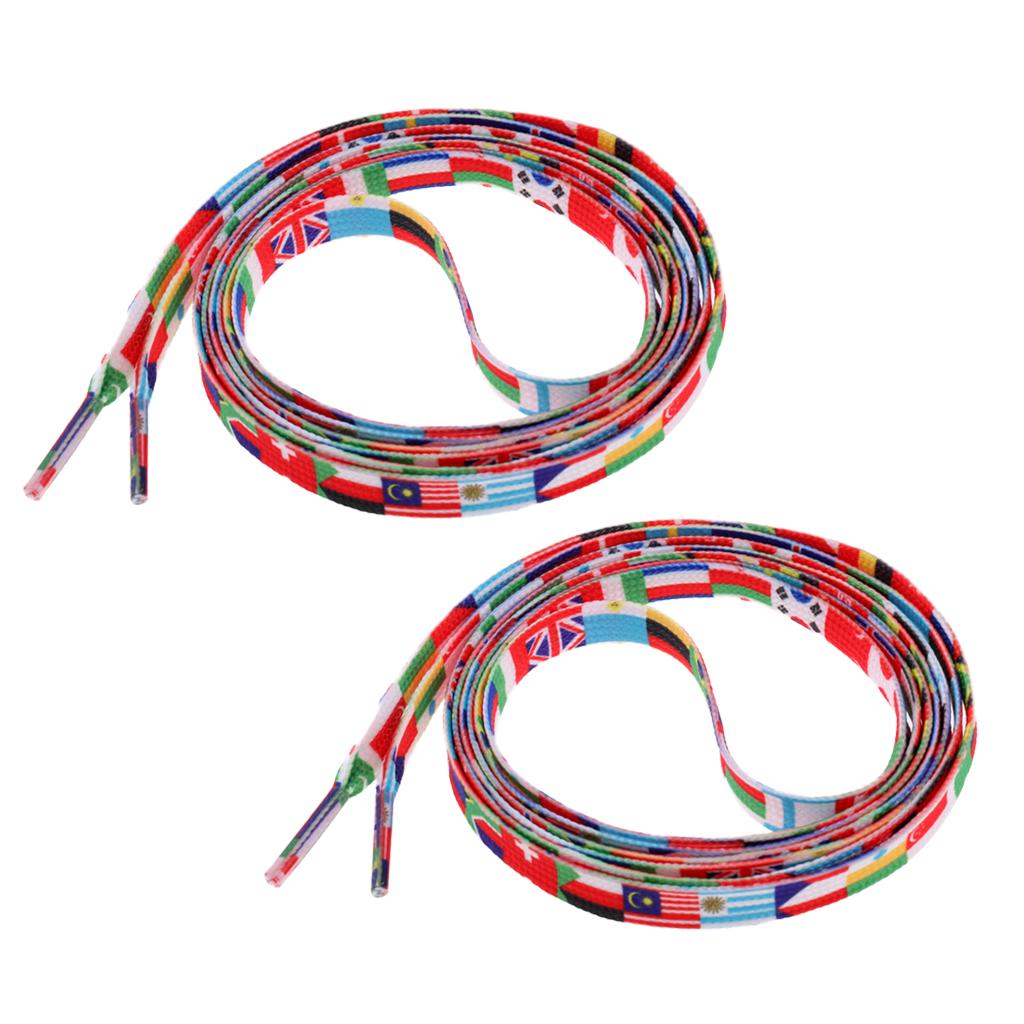 1 Pair Knitted Shoelace for Roller Skates Boots Hockey Skates Flag Pattern