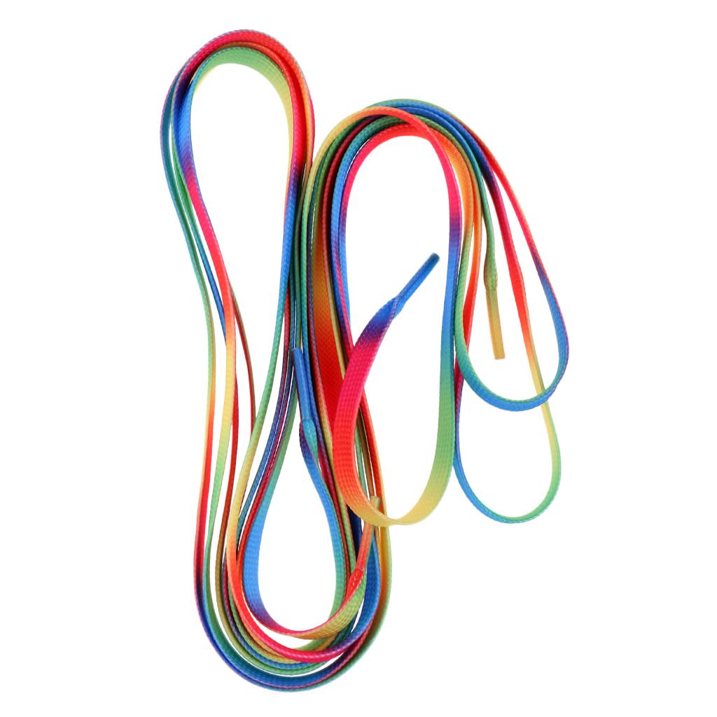 1 Pair Knitted Shoelace for Roller Skates Boots Hockey Skates Rainbow