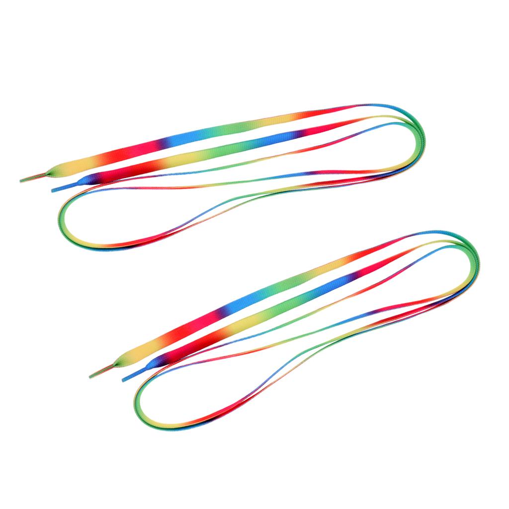 1 Pair Knitted Shoelace for Roller Skates Boots Hockey Skates Rainbow