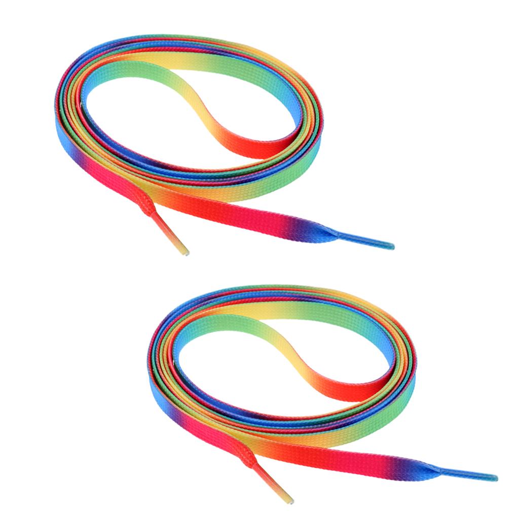 1 Pair Knitted Shoelace for Roller Skates Boots Hockey Skates Rainbow