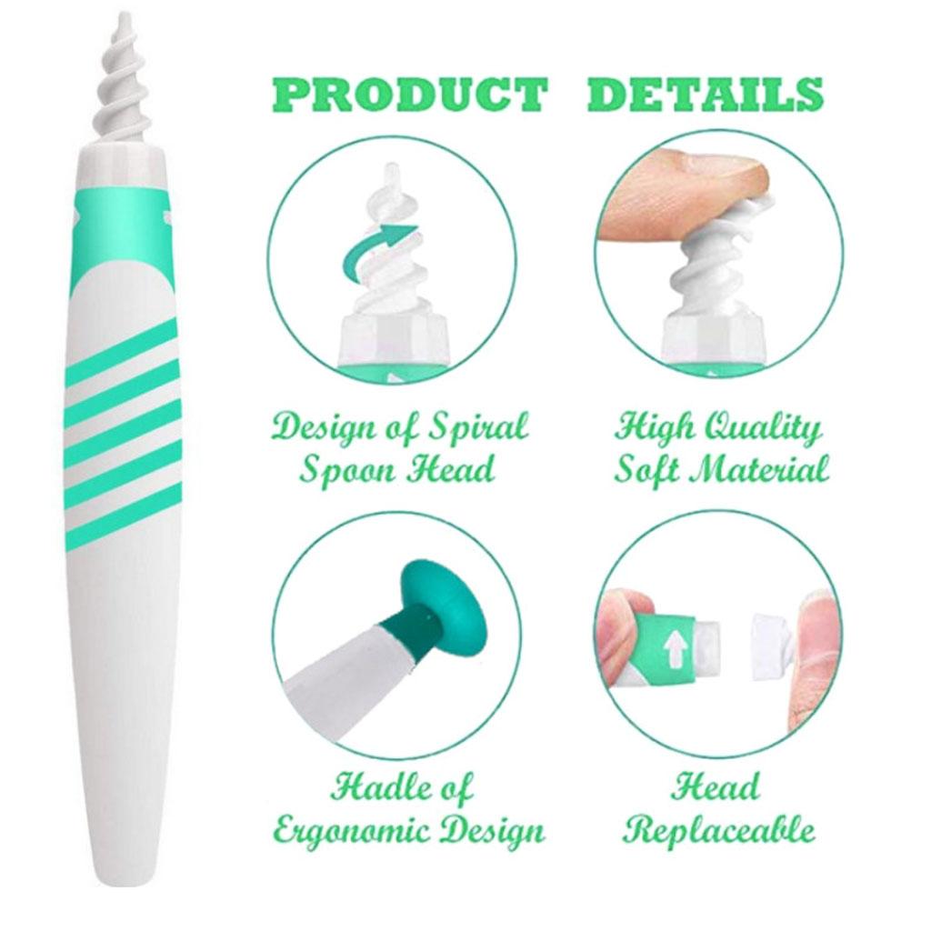 16-Pcs Ear Cleaner Wax Removal Remover Spiral Soft Swab Pick Q-Grips Kit