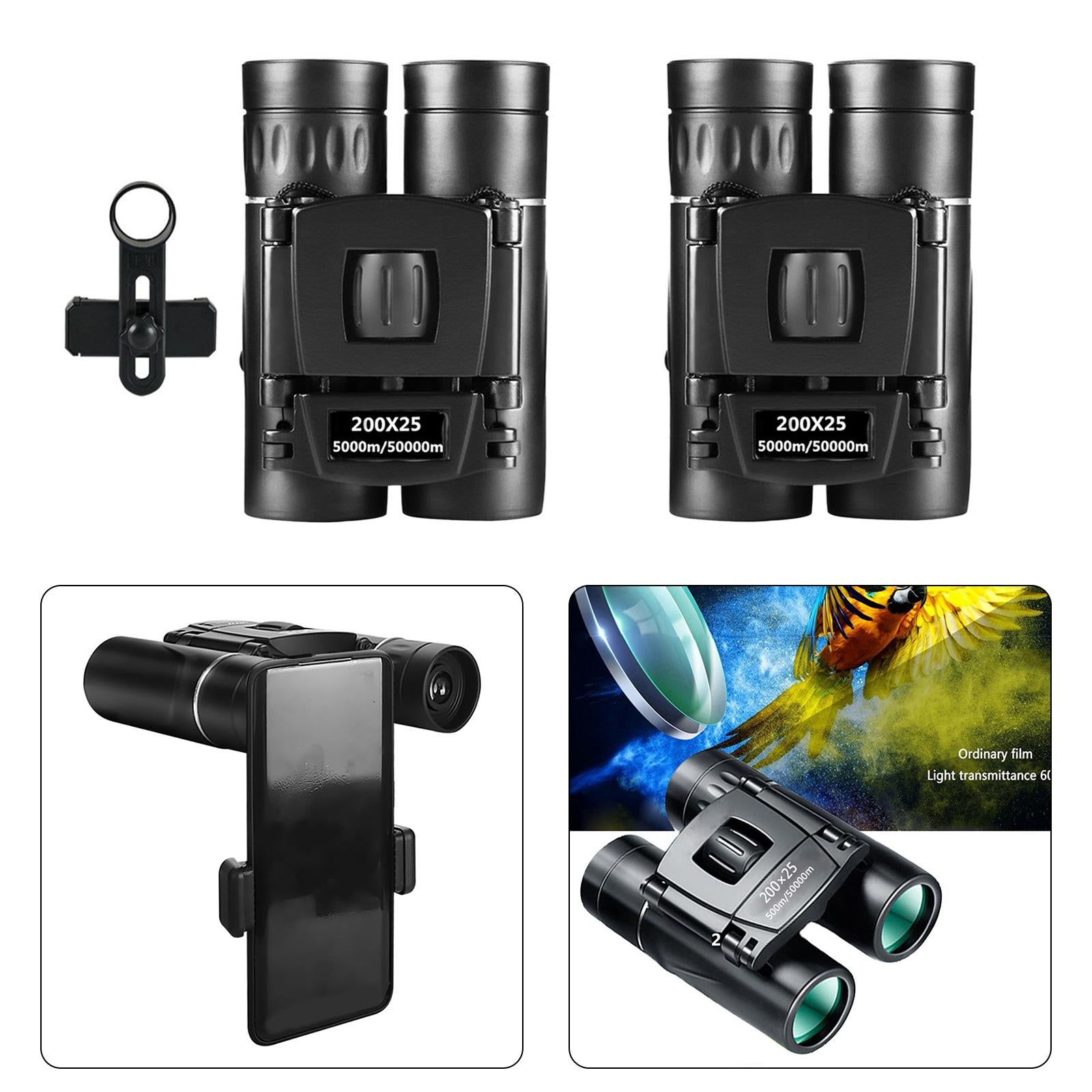 200x25 Binoculars Telescope Long Distance for Concert Theater No Clip