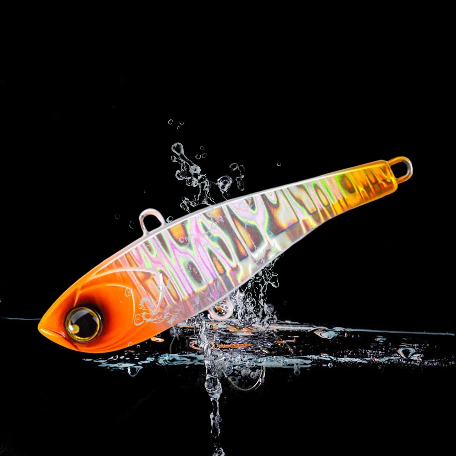 1x Fishing Lure Rattling Sinking Vibration 3D Eyes Swimbait Orange 68mm 17g