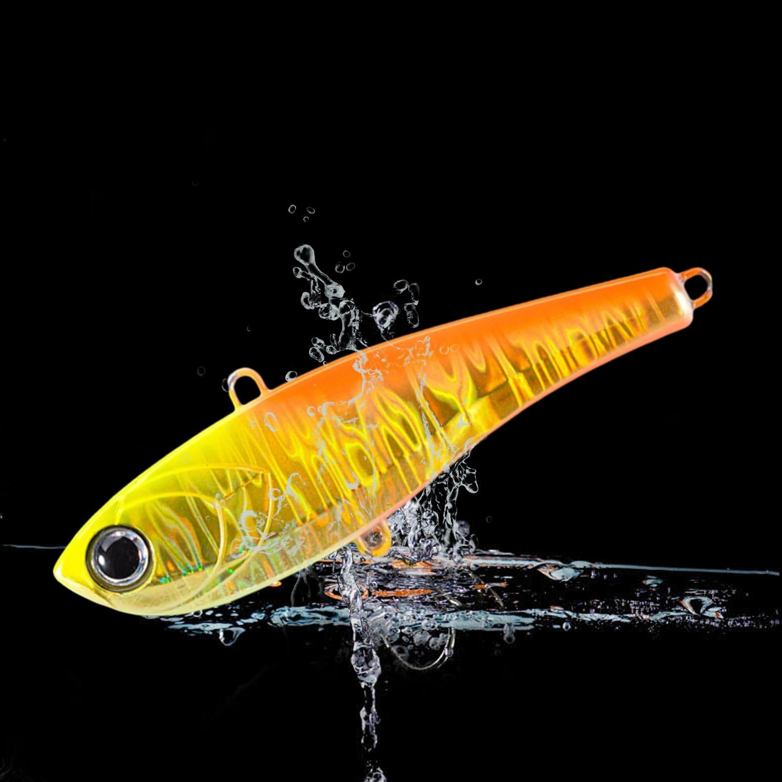 1x Fishing Lure Rattling Sinking Vibration 3D Eyes Swimbait Yellow 68mm 17g