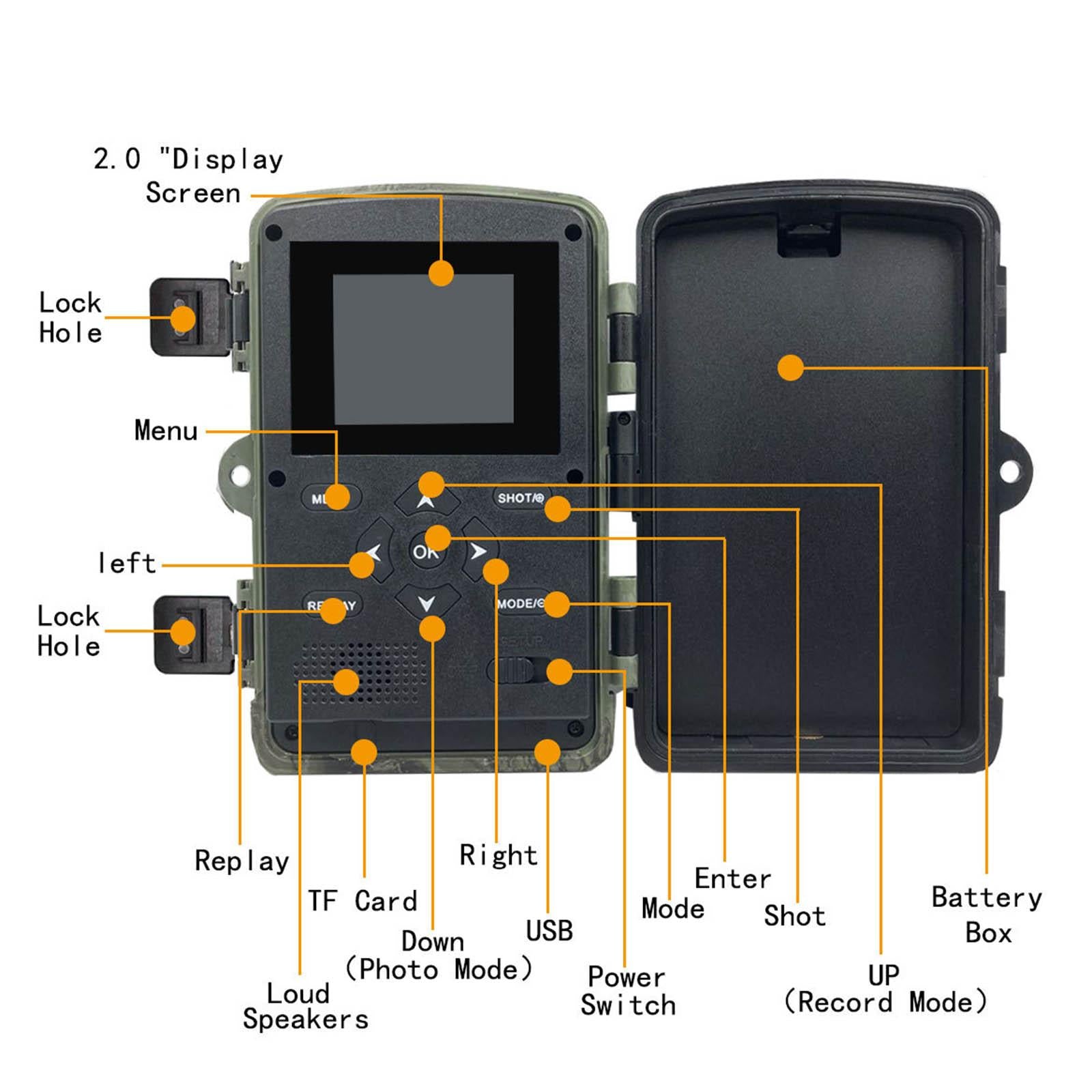 16MP Trail Hunting Camera 120 Degree Angle IR Lights for Wildlife Monitoring