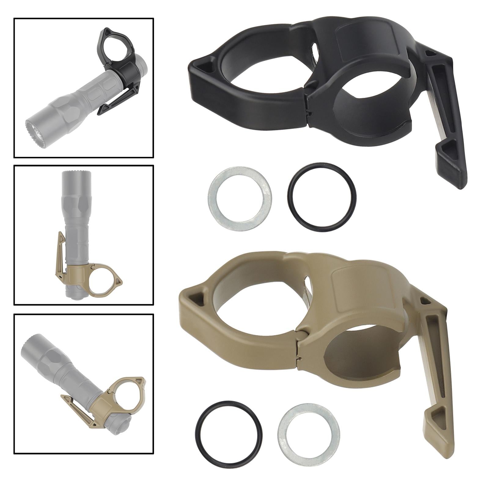 1 inch Flashlight Ring Outdoor Durable Replacement Easy to Use Black