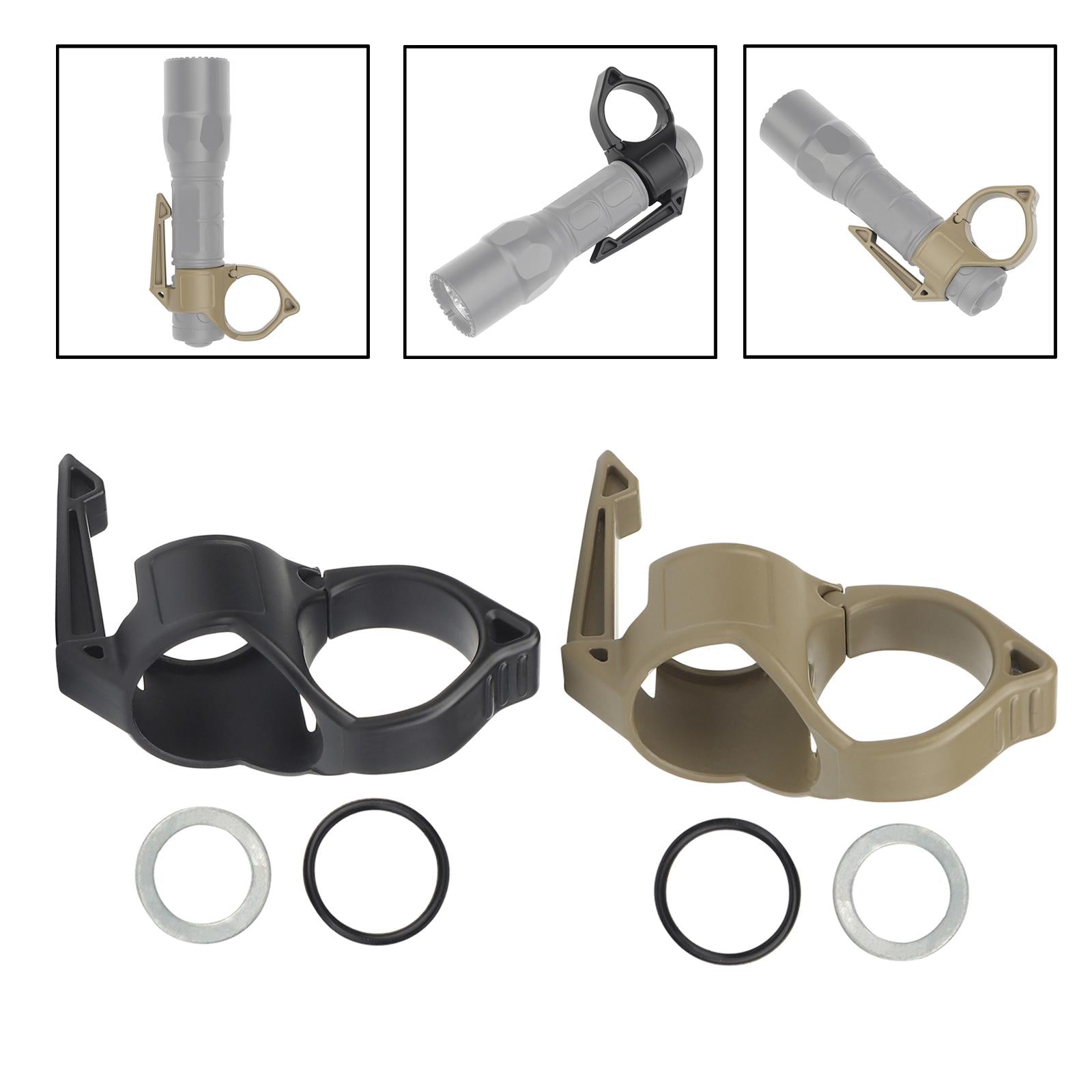 1 inch Flashlight Ring Outdoor Durable Replacement Easy to Use Black