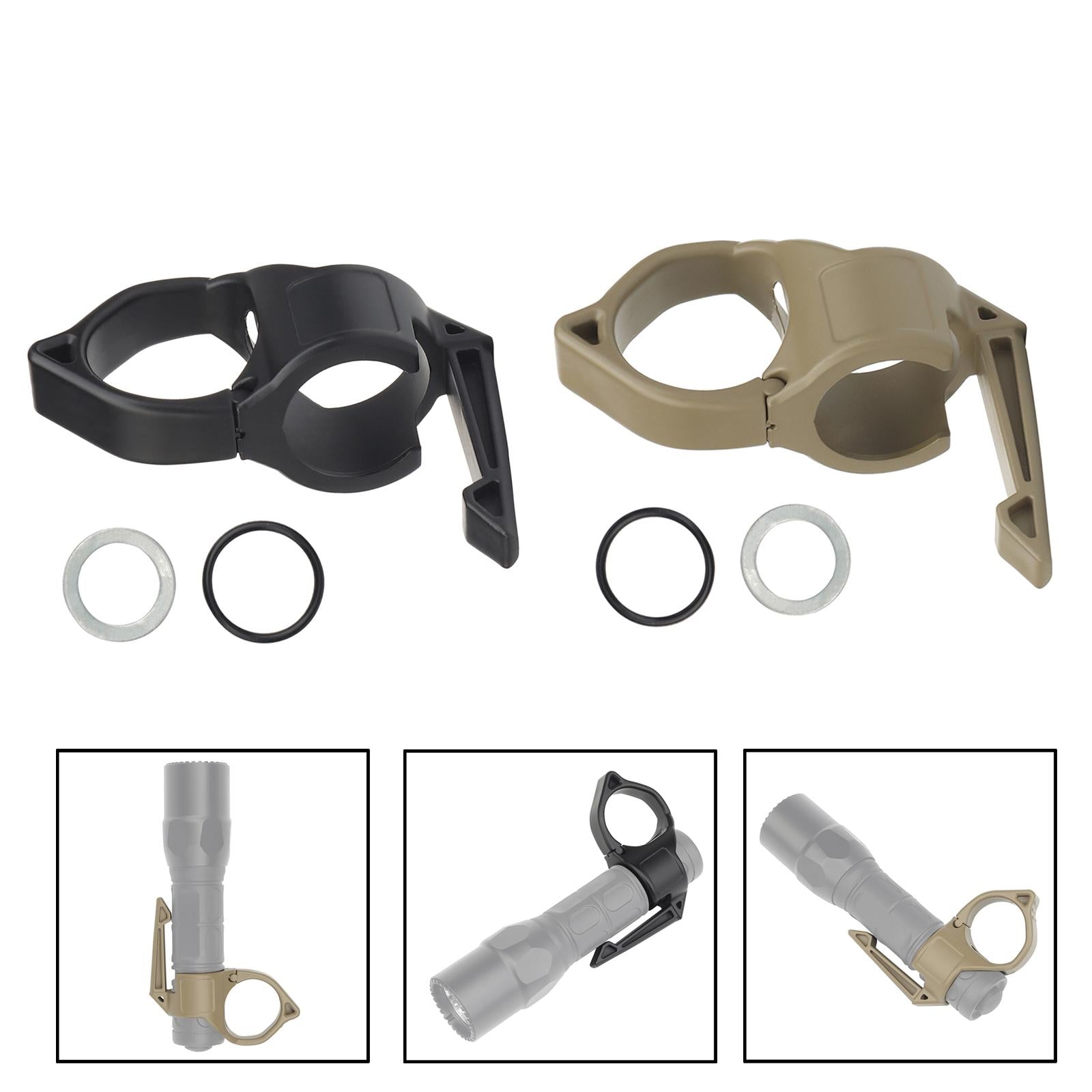 1 inch Flashlight Ring Outdoor Durable Replacement Easy to Use Black
