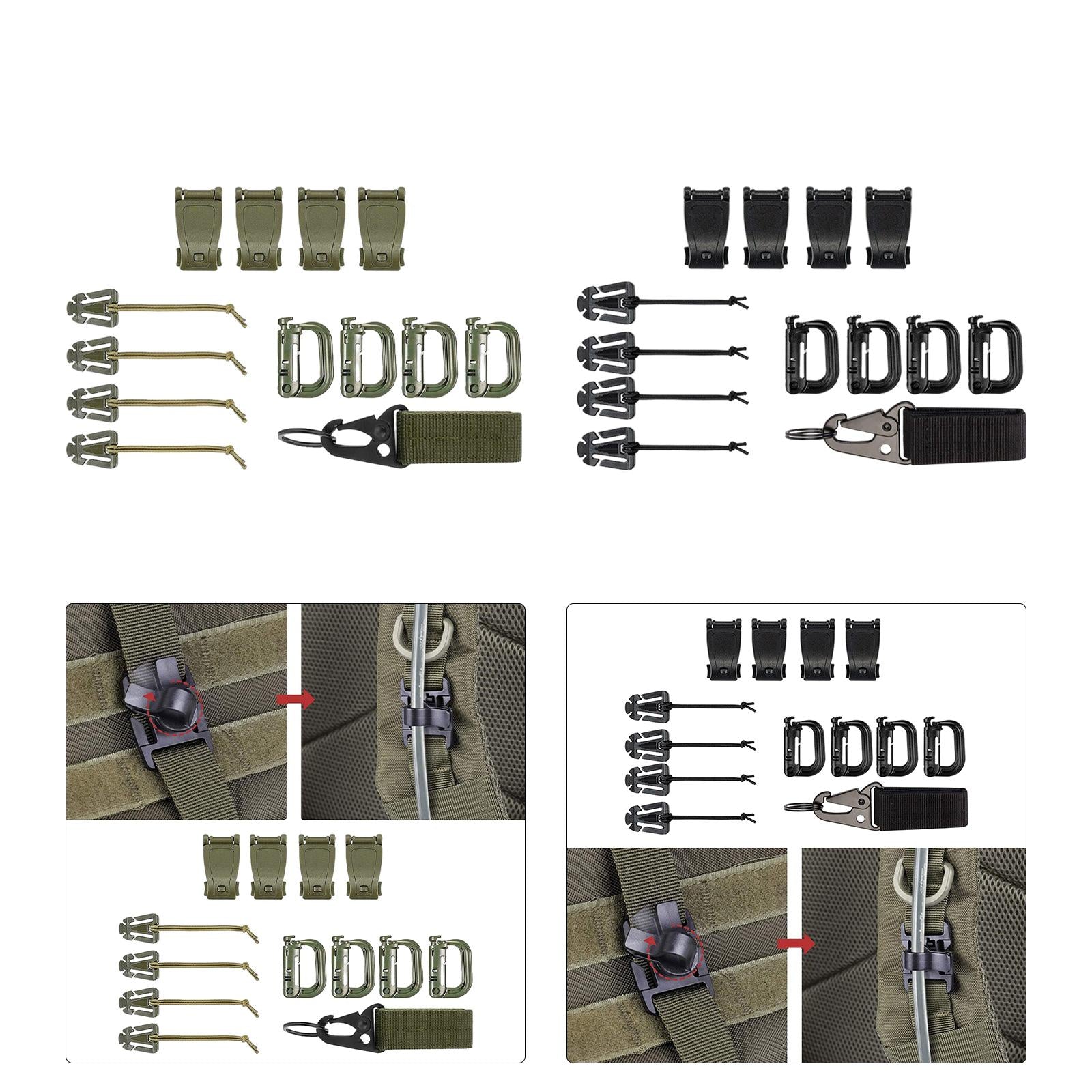 13x Tactical Gear Clip Bottel Carriers Tube Clip for Outdoor Activity Hiking Green