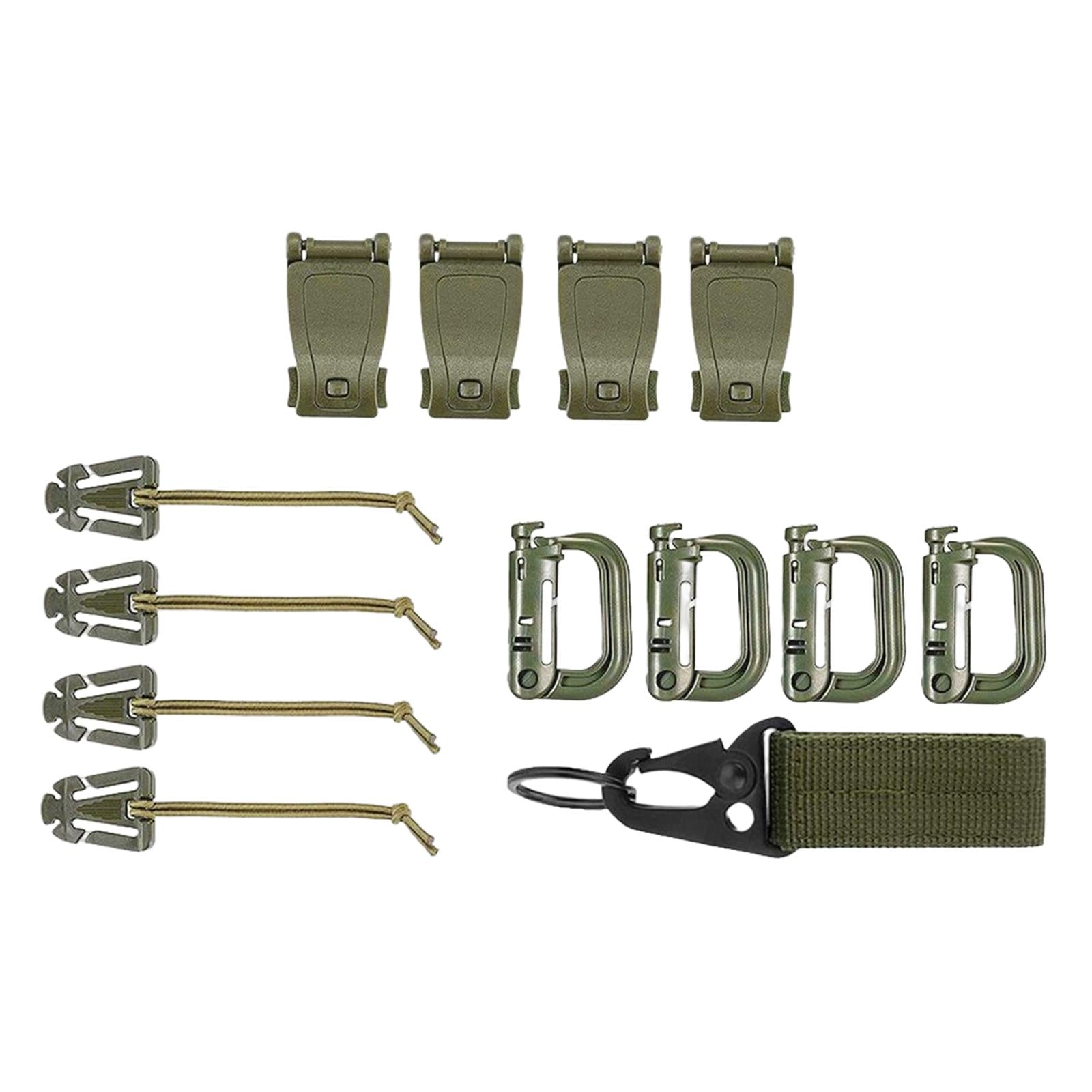 13x Tactical Gear Clip Bottel Carriers Tube Clip for Outdoor Activity Hiking Green