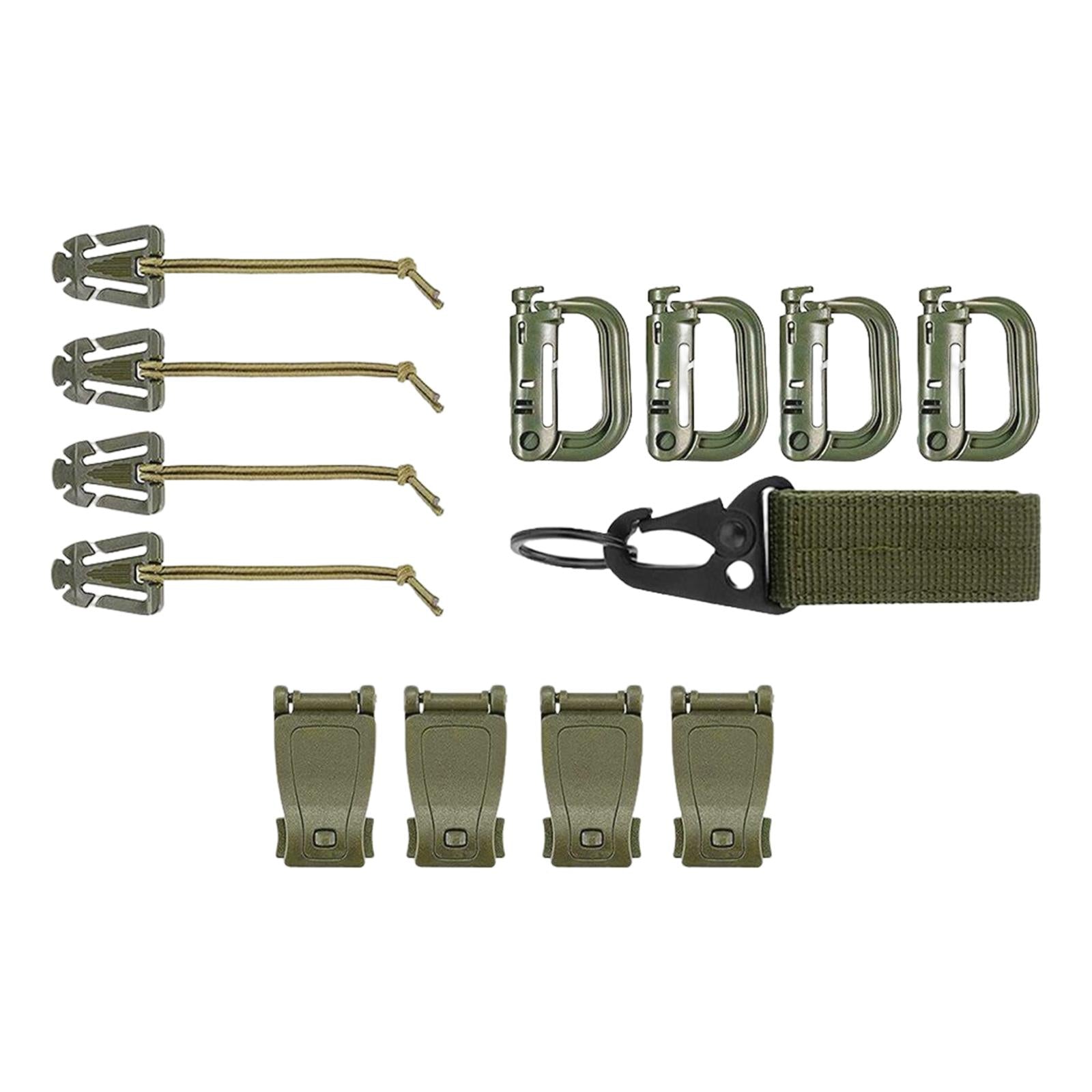 13x Tactical Gear Clip Bottel Carriers Tube Clip for Outdoor Activity Hiking Green