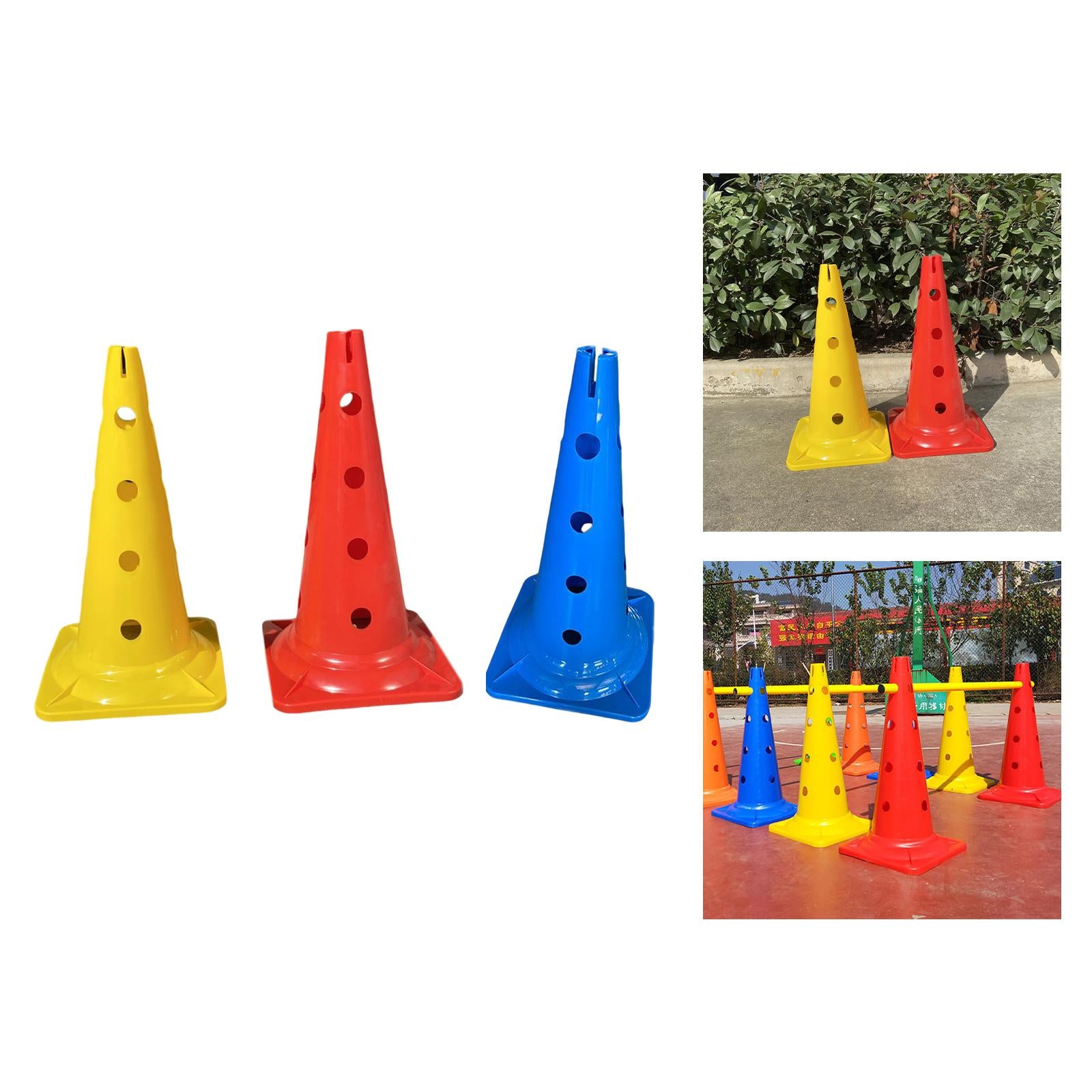 20 inch Thickened Sport Training Cone with Hole for Soccer Basketball Yellow