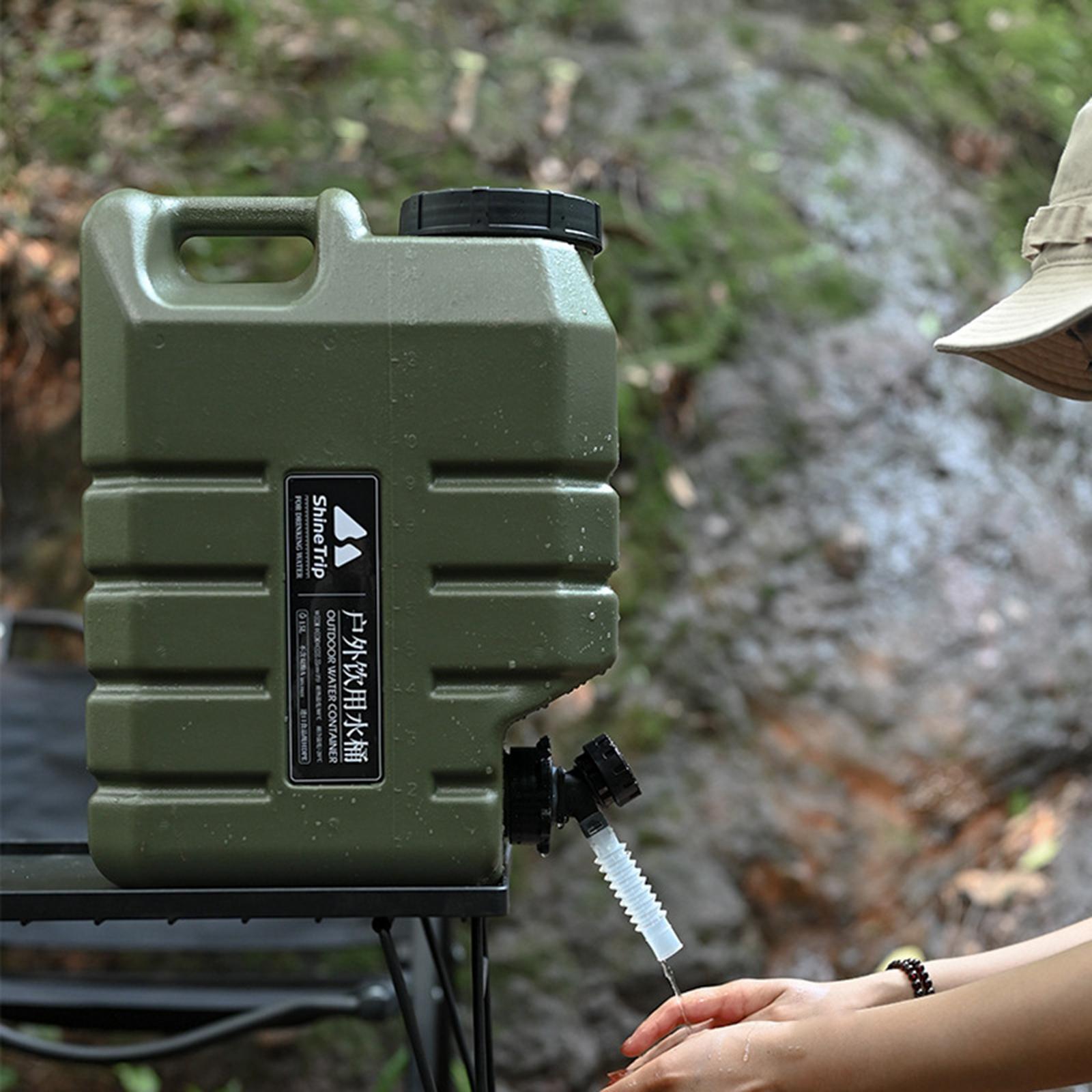 15L Capacity Camping Water Storage Jug with Faucet for Camping Hiking Travel Green