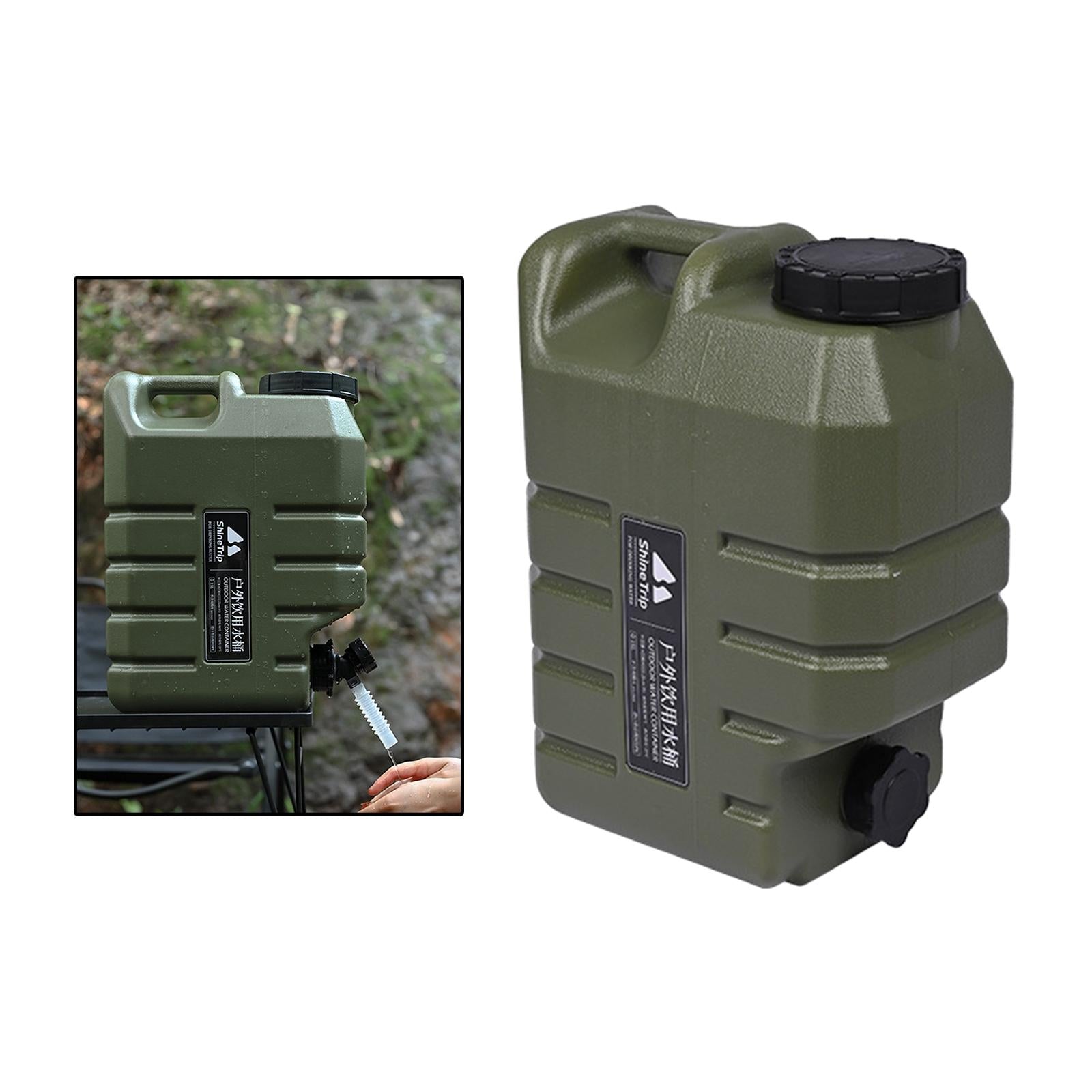 15L Capacity Camping Water Storage Jug with Faucet for Camping Hiking Travel Green