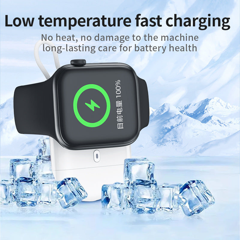 W01 Portable Wireless Charger for Apple Watch Power Bank Magnetic Travel Smart Watch Charger - White - UNIQBUY