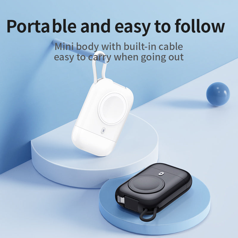 W01 Portable Wireless Charger for Apple Watch Power Bank Magnetic Travel Smart Watch Charger - White - UNIQBUY