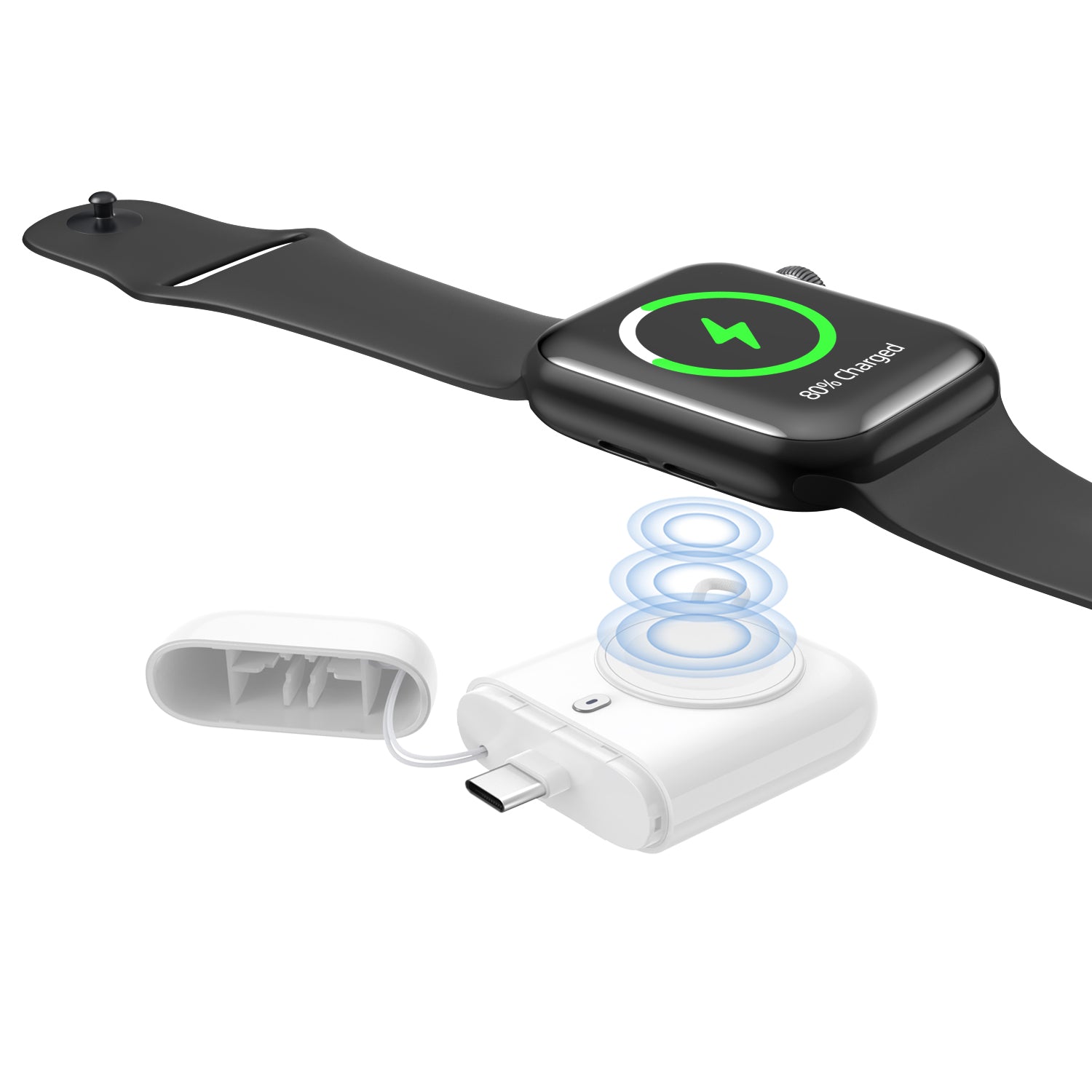 W01 Portable Wireless Charger for Apple Watch Power Bank Magnetic Travel Smart Watch Charger - White - UNIQBUY