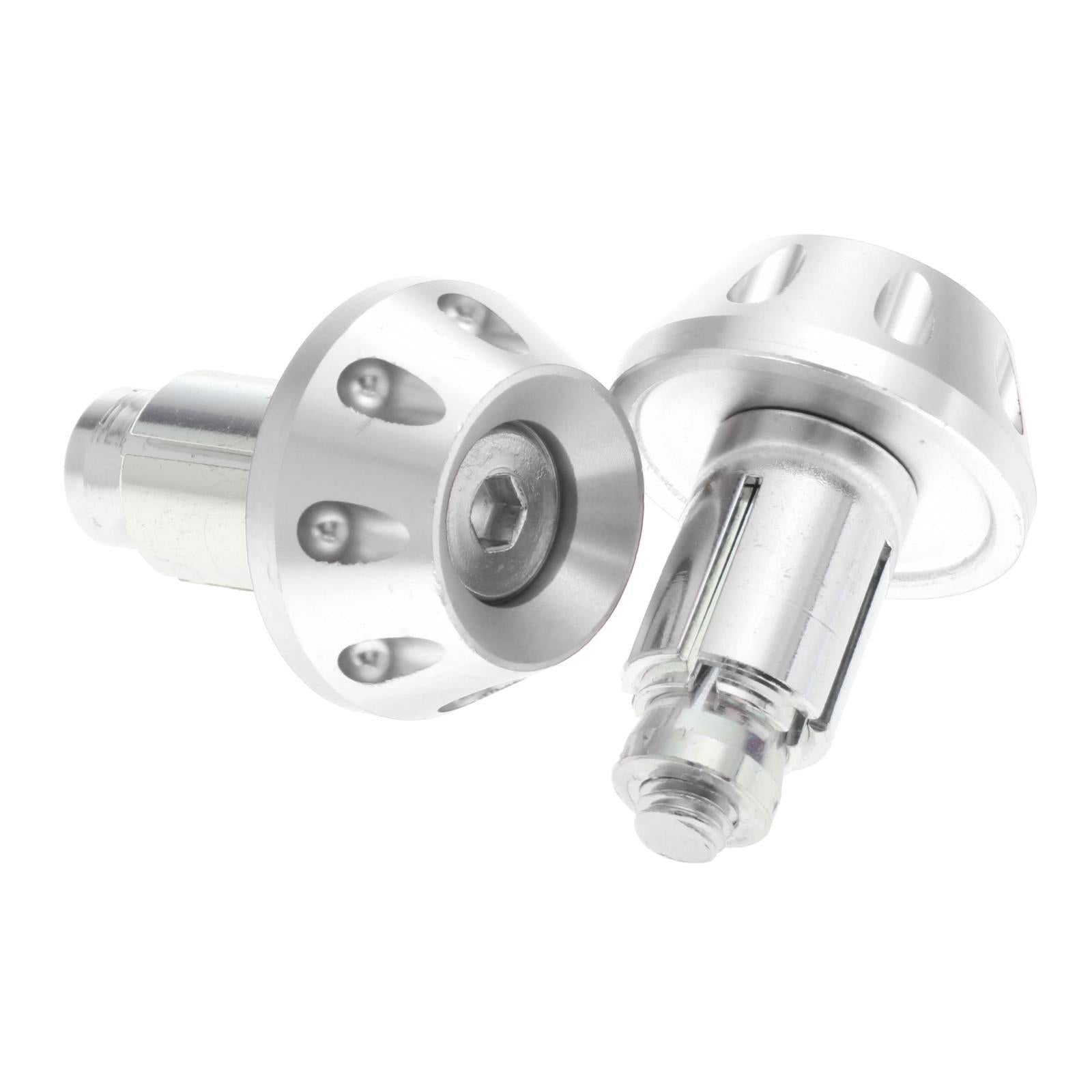 1 Pair Motorcycle Handlebar Grips Bar End Plug Universal Silver