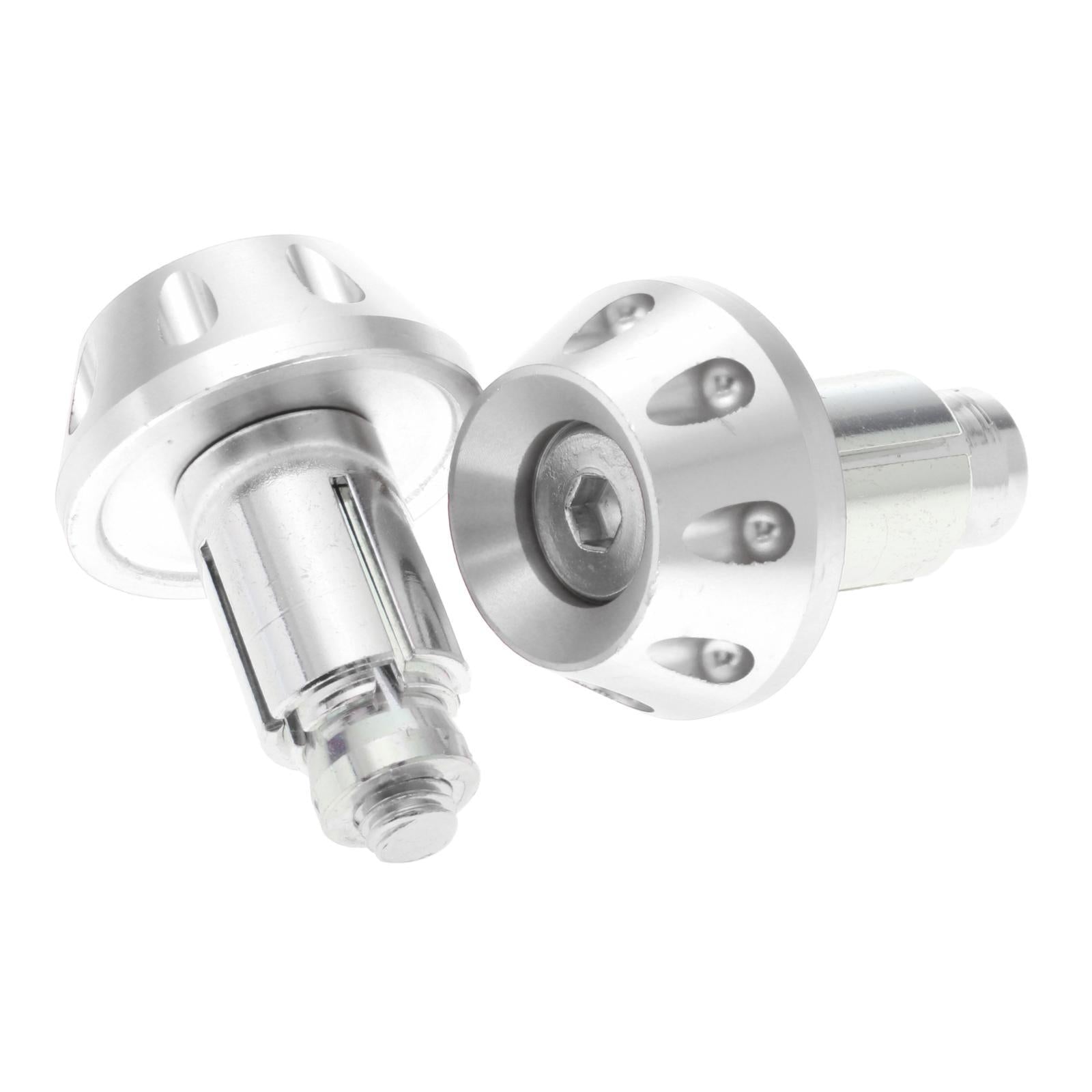1 Pair Motorcycle Handlebar Grips Bar End Plug Universal Silver