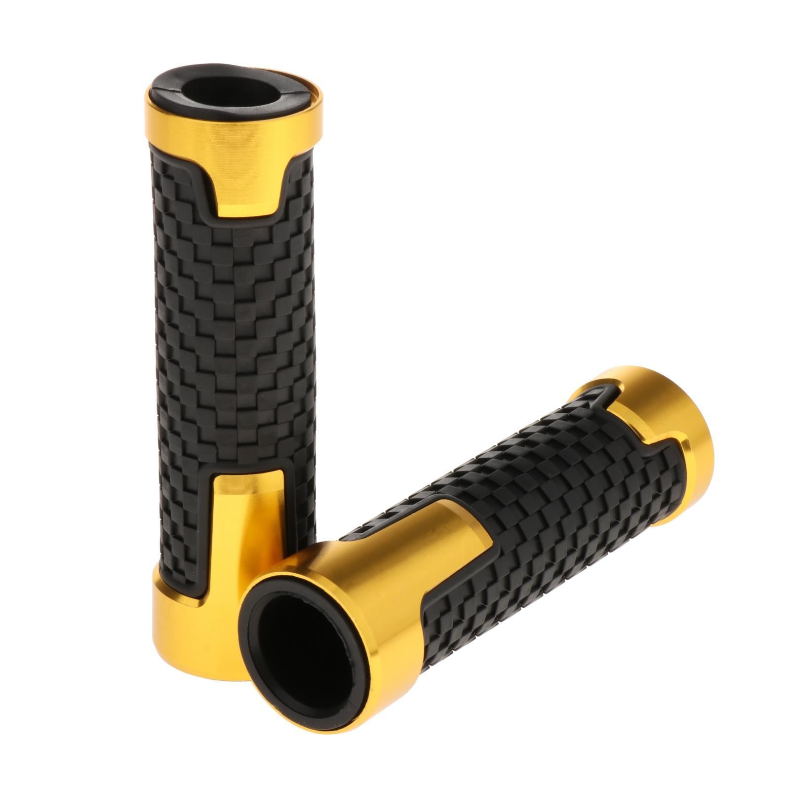 2pcs Non Slip Rubber Bar End Thruster Grip 7/8 Hand Handlebar Grip Golden"