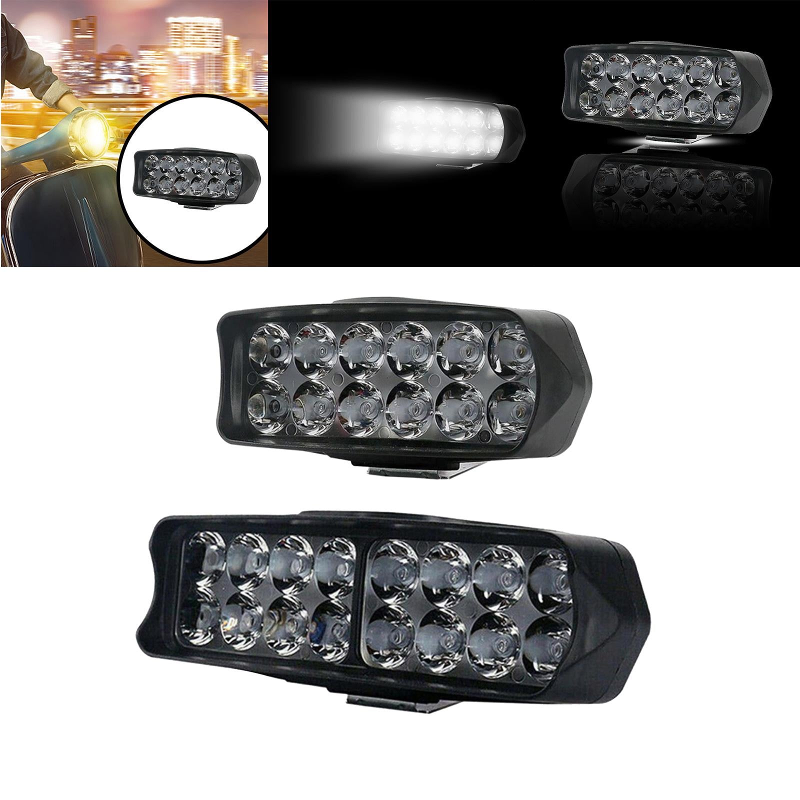 Waterproof Motorcycle Front Light Spot Headlight Super Bright 12 LED 18W