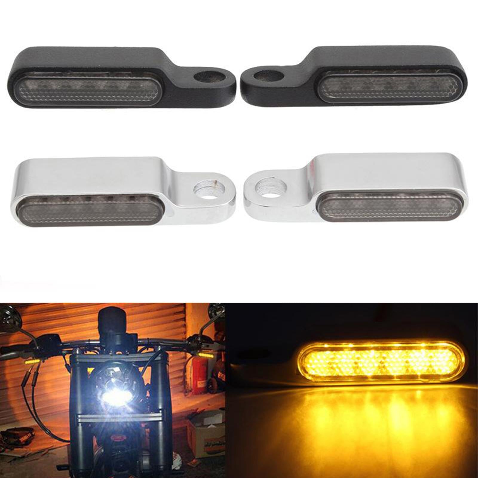 2pcs LED Turn Signal Indicator Blinker DC 12V Amber For Cruiser black