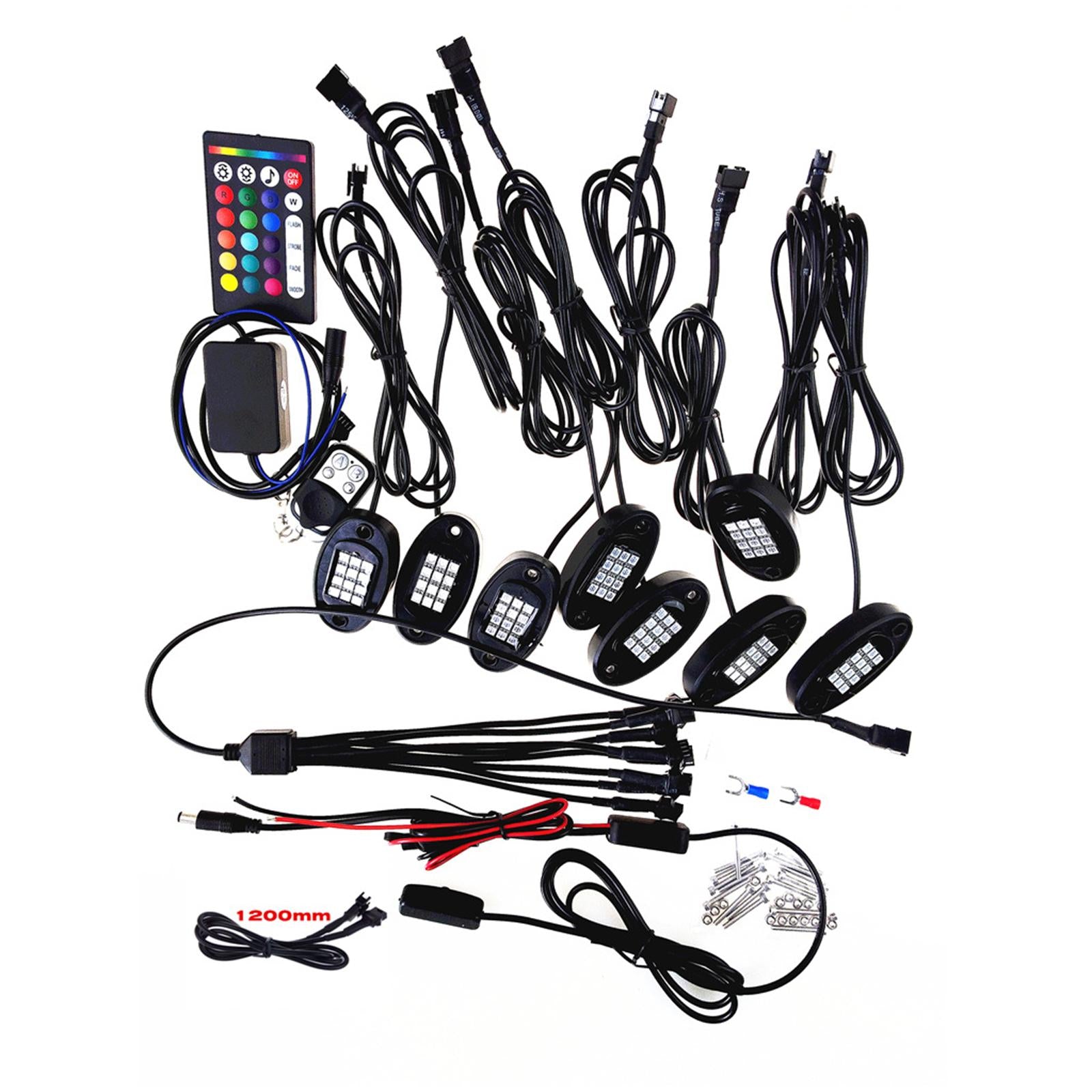 Universal Bluetooth APP RGB LED Rock Lights Set Music Lighting 8 Pods