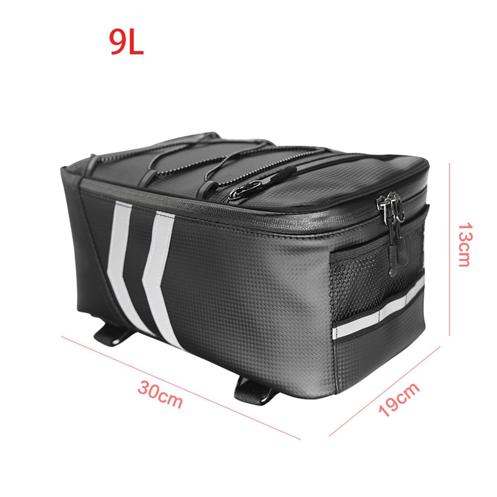 PU 9L Bike Rear Carrier Bag Bicycle Backseat Road Cycling Pannier Black