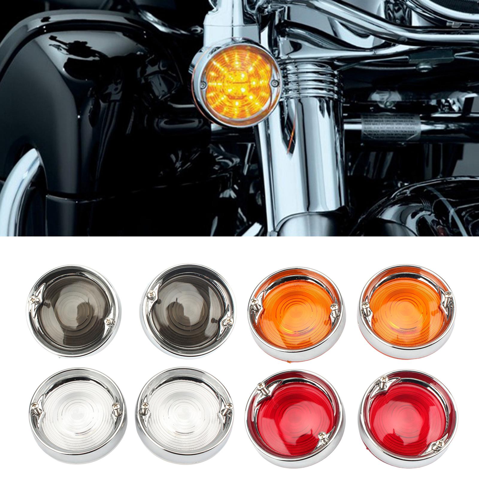 2Pcs Turn Signal Light Lens Covers For Harley Touring Tour Glides Black
