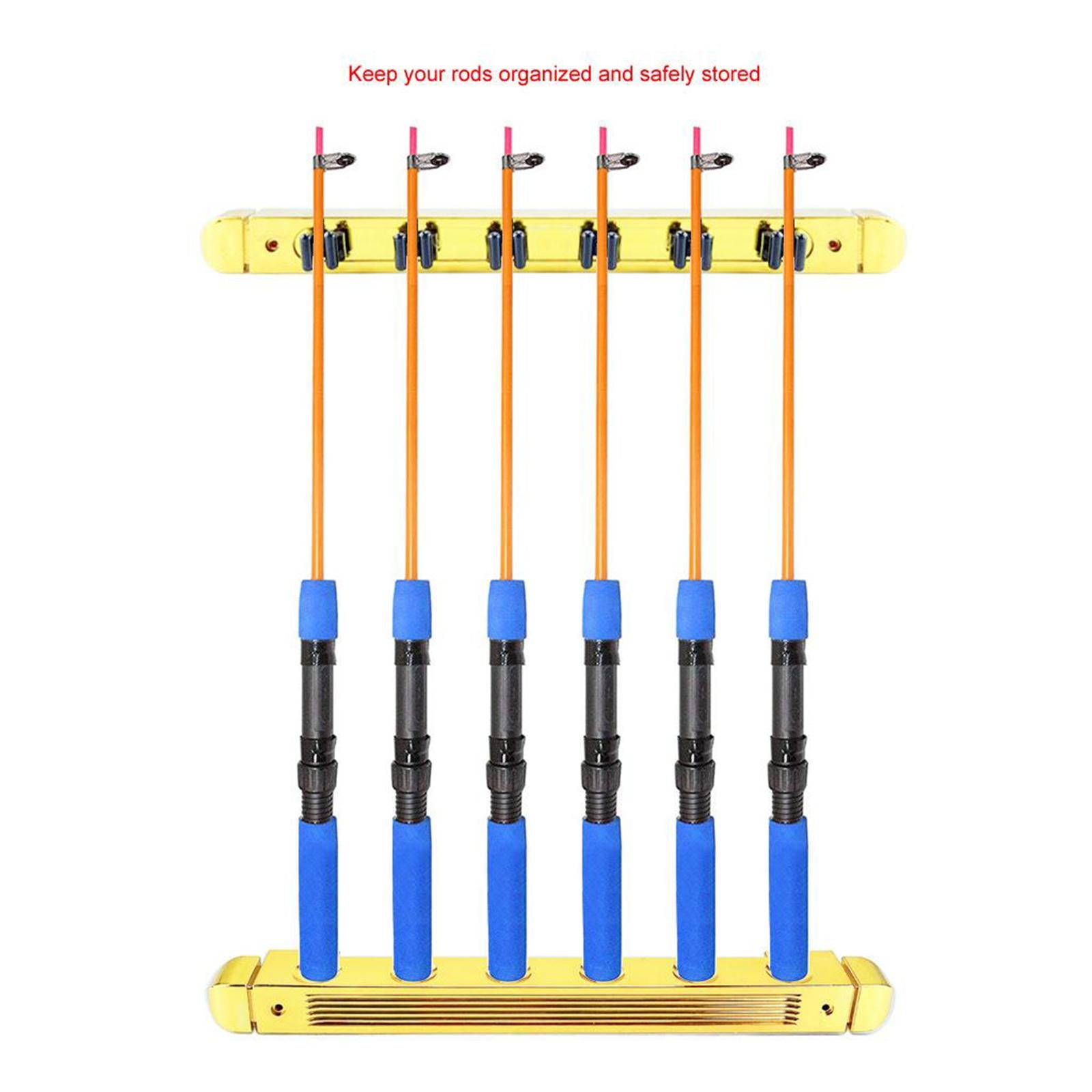 Portable Wall Mount 6 Holes Fishing Rod Rack for Garage DIY Gear Gifts Cabin