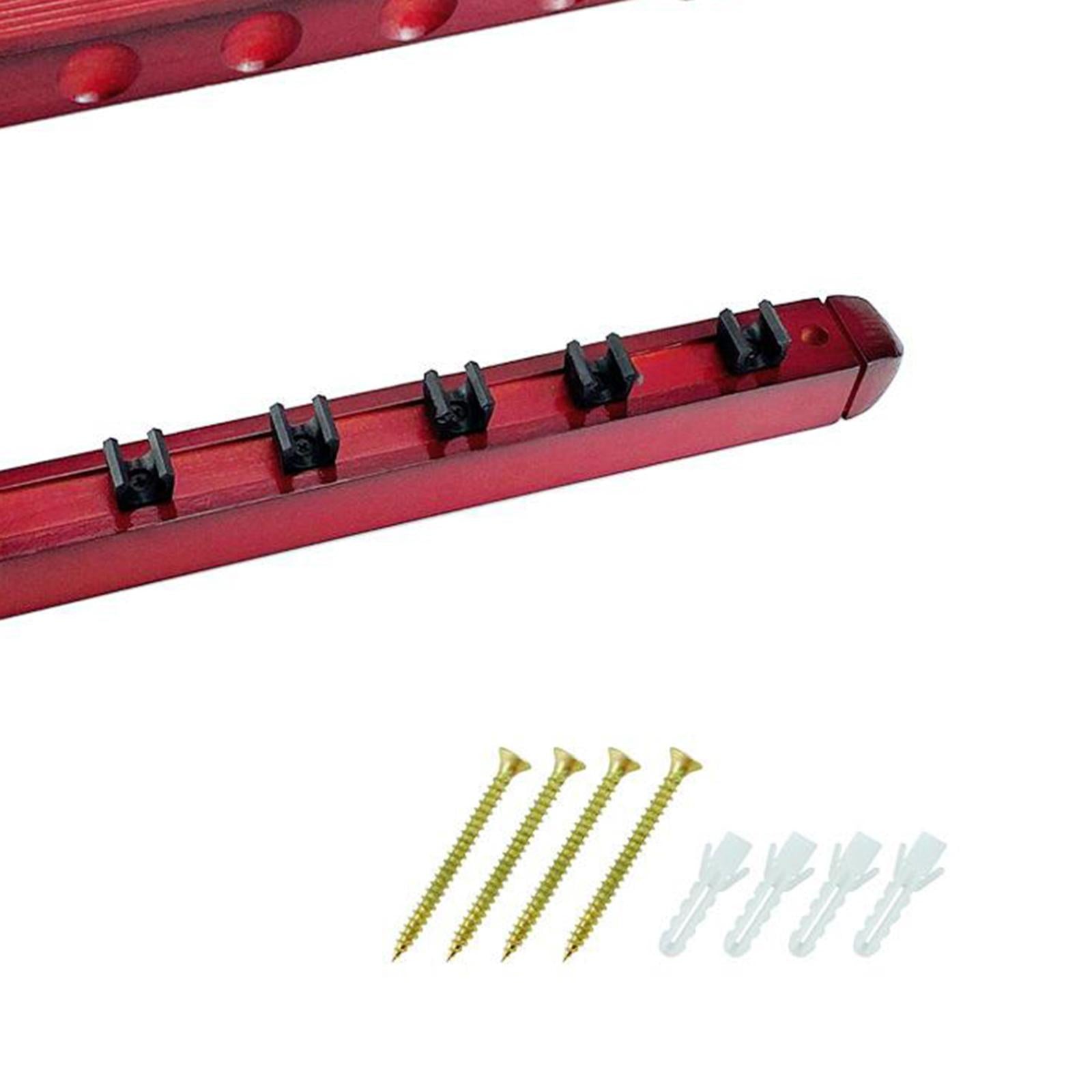 Wooden Pool Cue Rack Wall Mounted Stick Holder Stand with Clips for 6 Queues