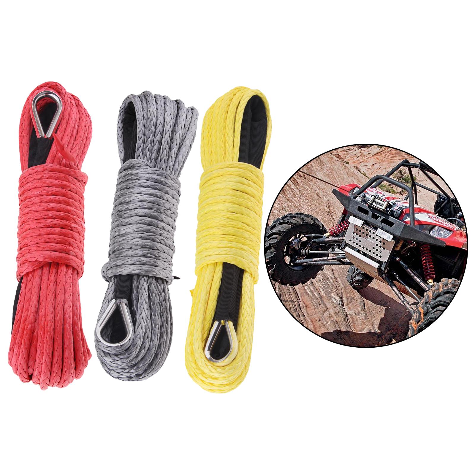 6mm x 15m Synthetic Fiber Winch Line Cable Rope for ATV UTV Boat Repairable Yellow