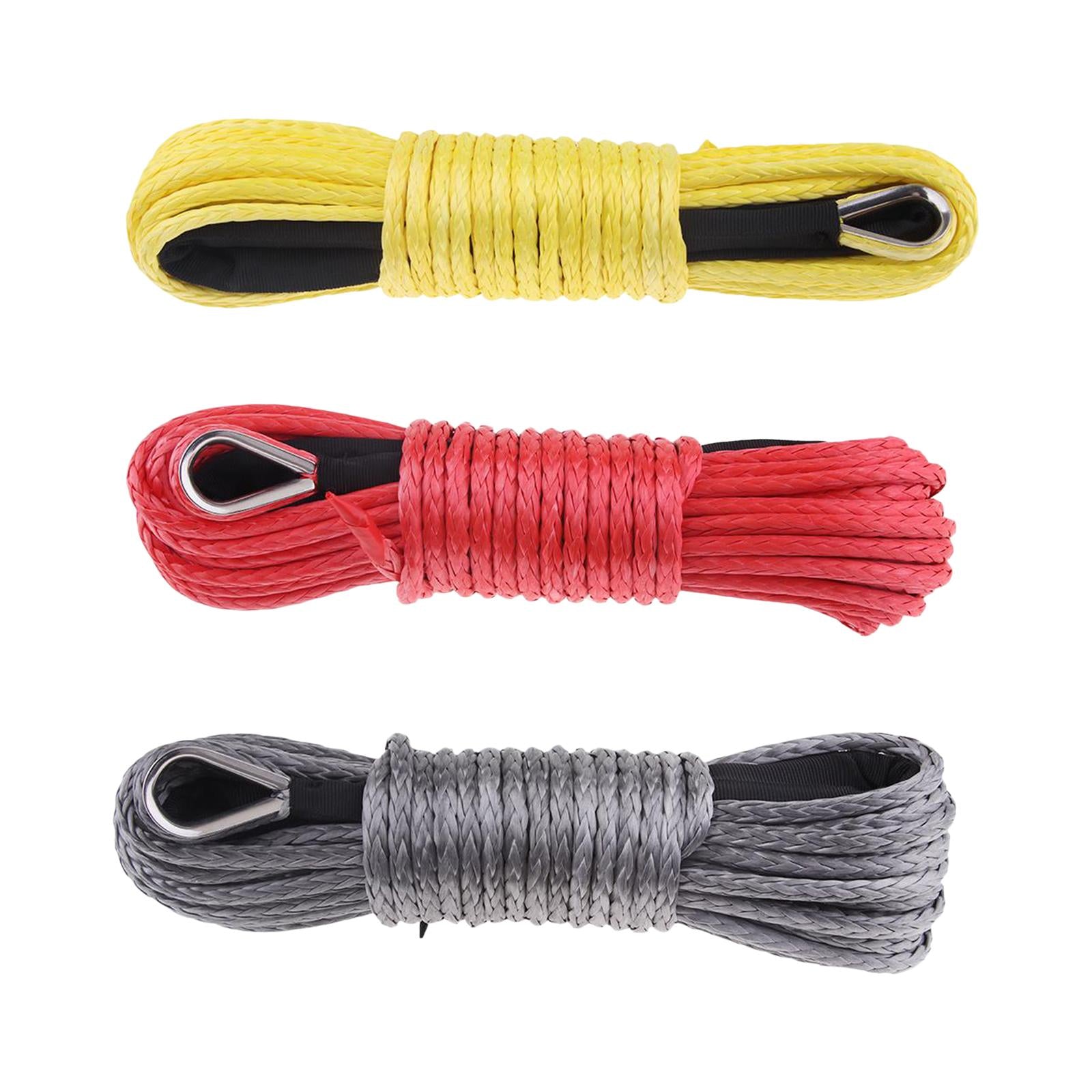 6mm x 15m Synthetic Fiber Winch Line Cable Rope for ATV UTV Boat Repairable Yellow